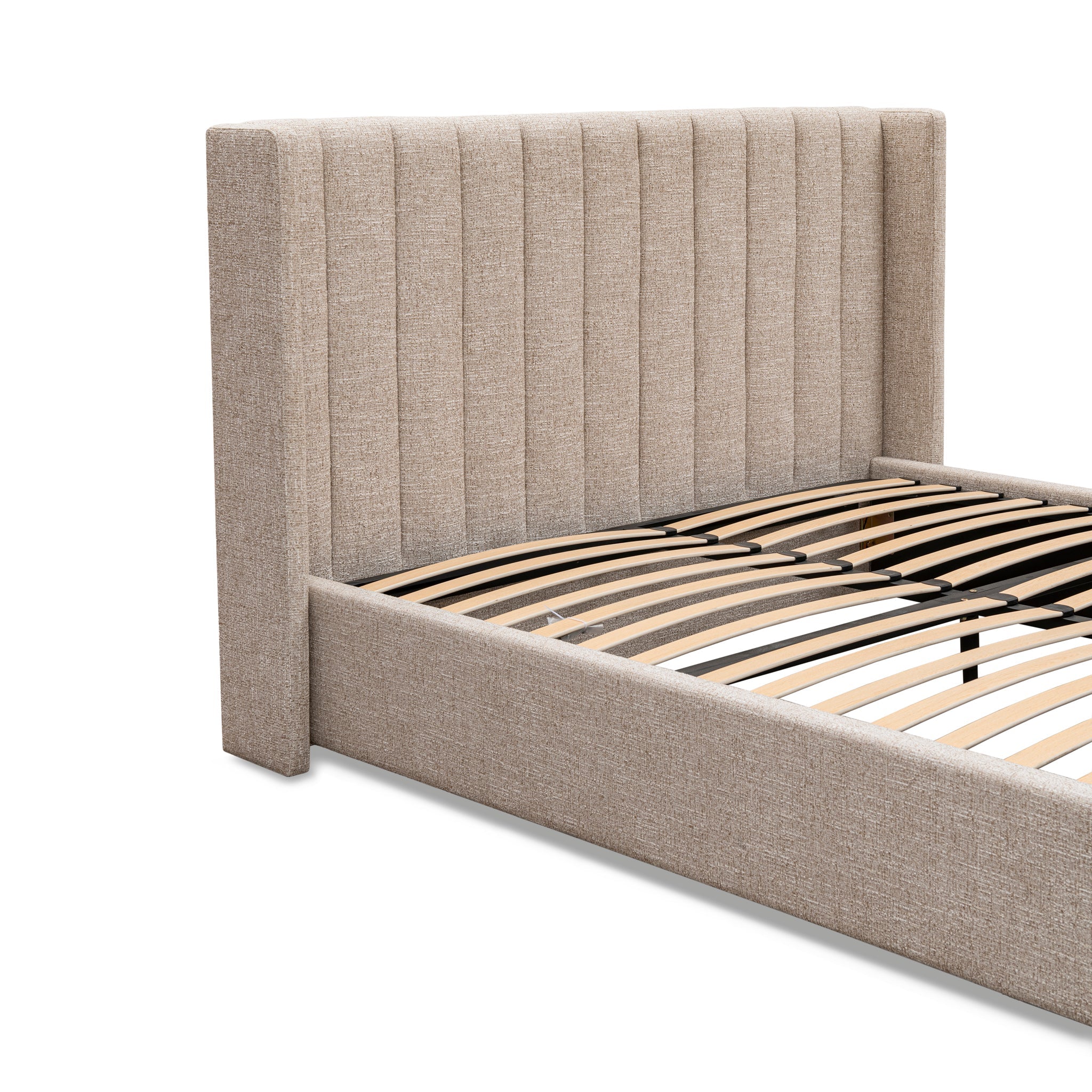 Temana Queen Wide Base Bed Frame - Pale Beige