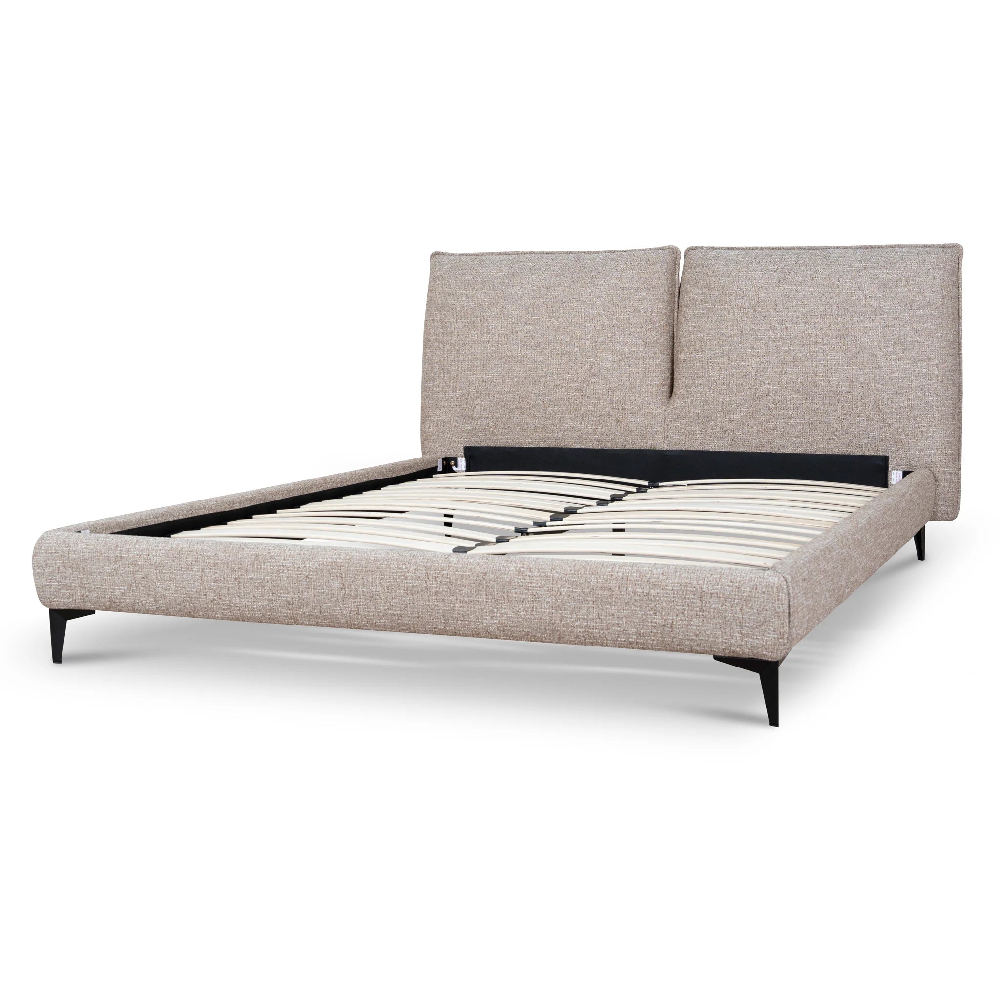 Showcasing Kidelo Fabric Queen Bed Frame - Stonish Beige BD10521-YO Bed Frame by Calibre Furniturs