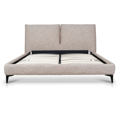 Showcasing Kidelo Fabric Queen Bed Frame - Stonish Beige BD10521-YO Bed Frame by Calibre Furniturs