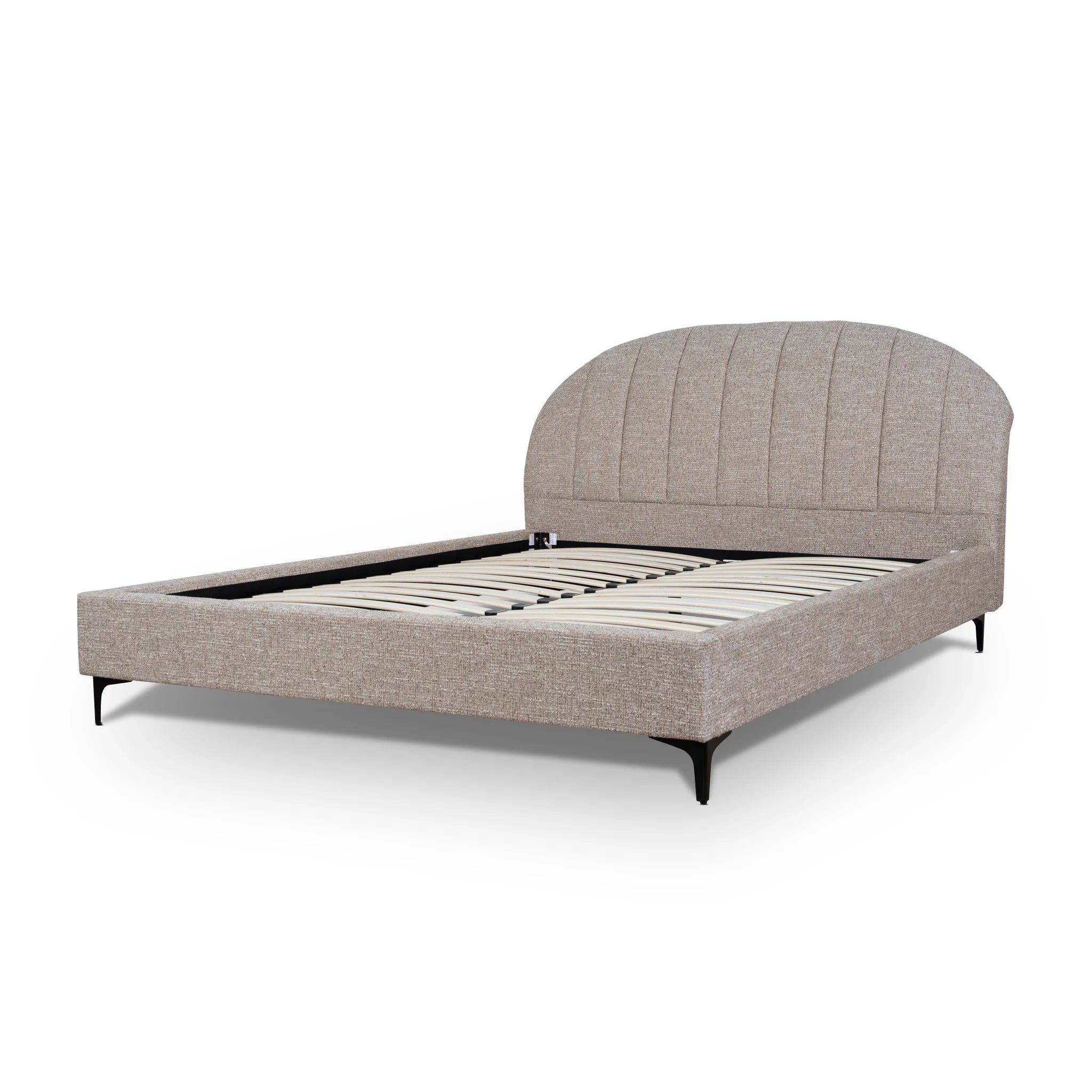 Showcasing Vabevela Fabric Queen Bed Frame - Stonish Beige BD10523-YO Bed Frame by Calibre Furniturs