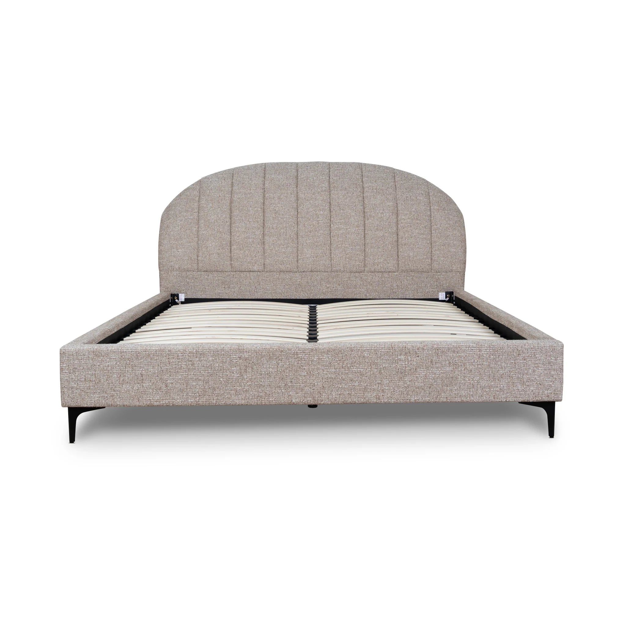 Showcasing Vabevela Fabric Queen Bed Frame - Stonish Beige BD10523-YO Bed Frame by Calibre Furniturs
