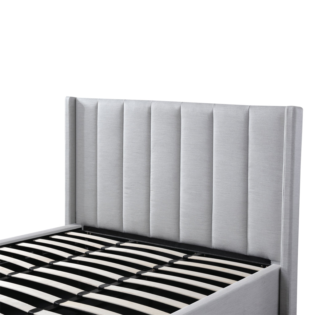 Fabric King Bed Frame - Pearl Grey with Storage - image 5