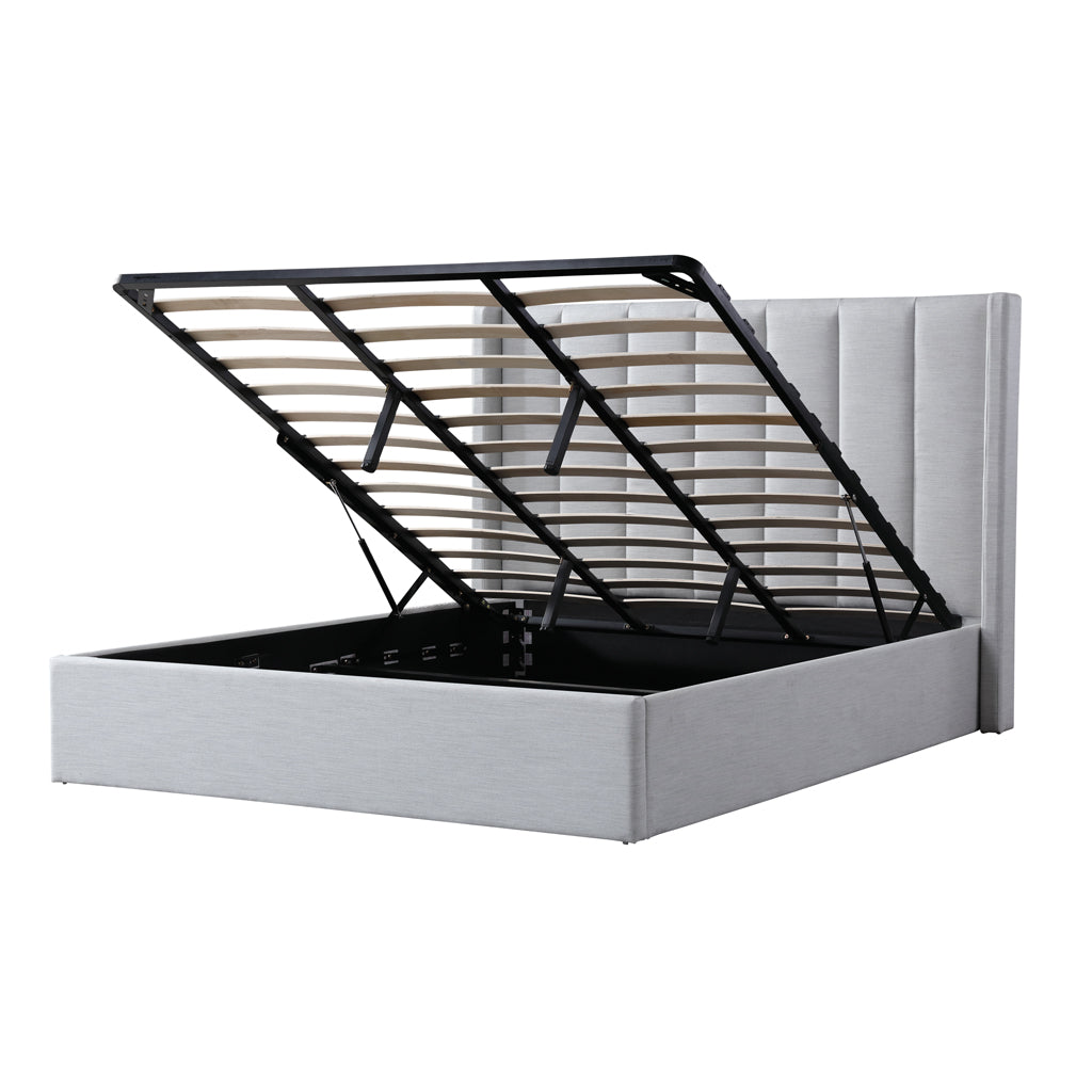 Fabric King Bed Frame - Pearl Grey with Storage - image 6