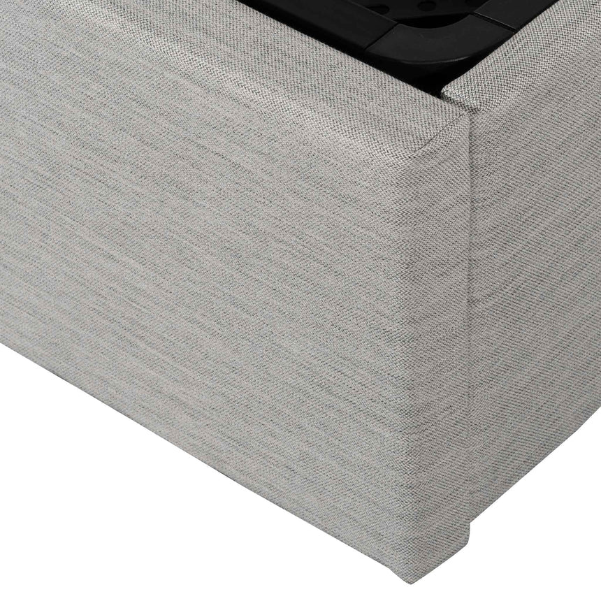 Fabric King Bed - Pearl Grey with Storage