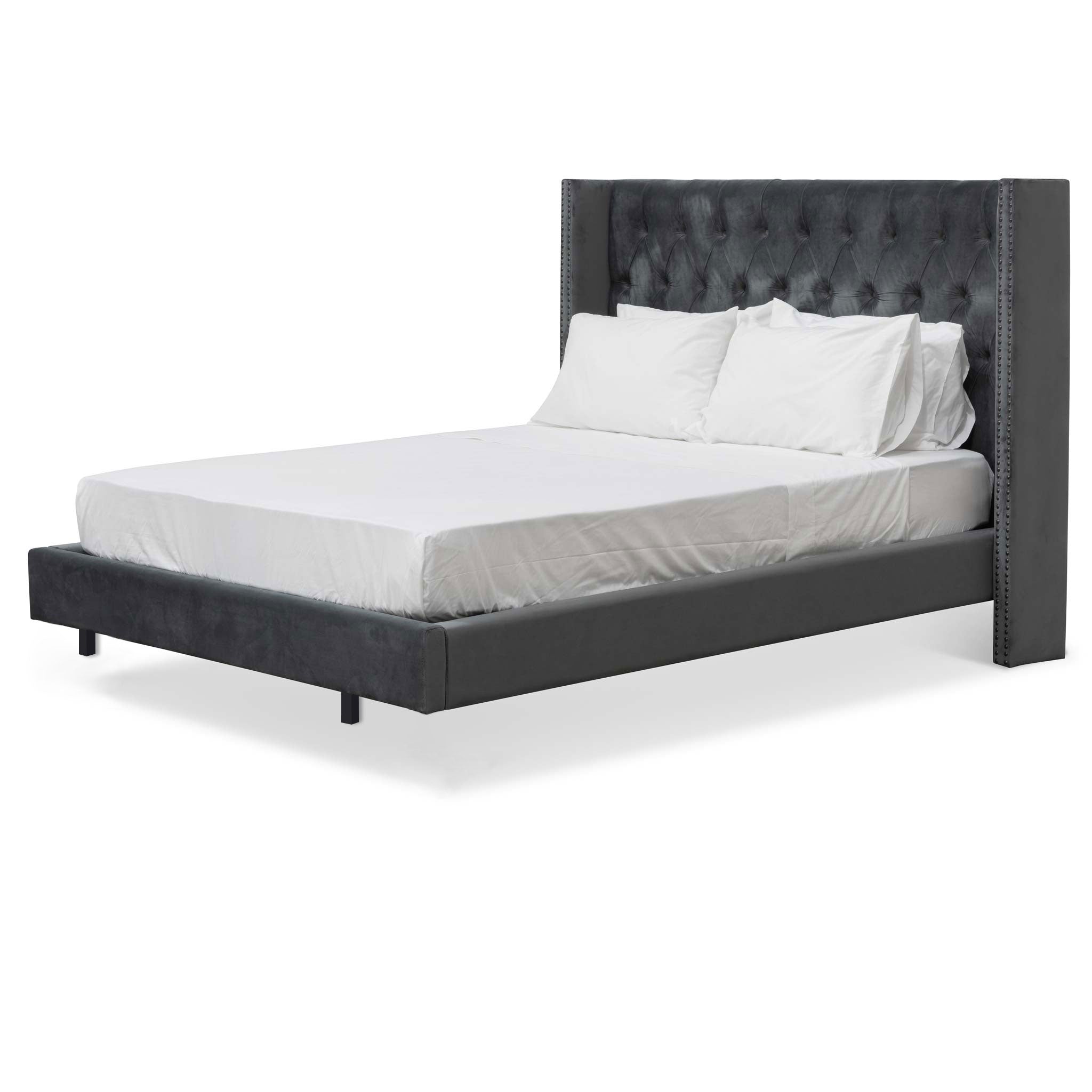 King Bed Frame - Charcoal Velvet - image 5