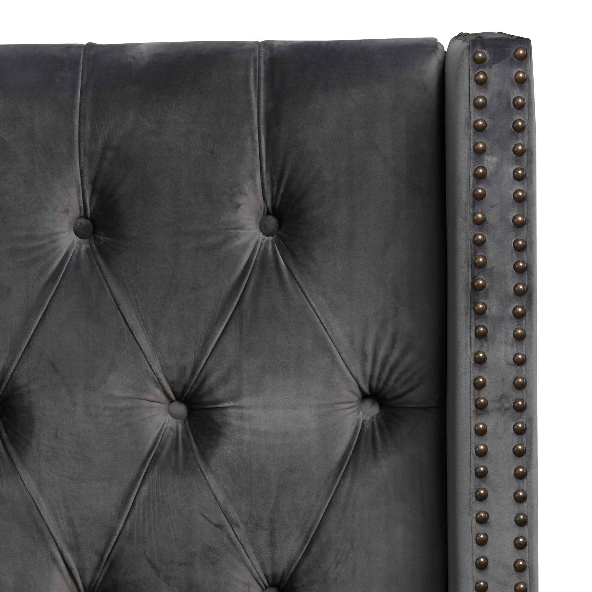 King Bed Frame - Charcoal Velvet - image 8