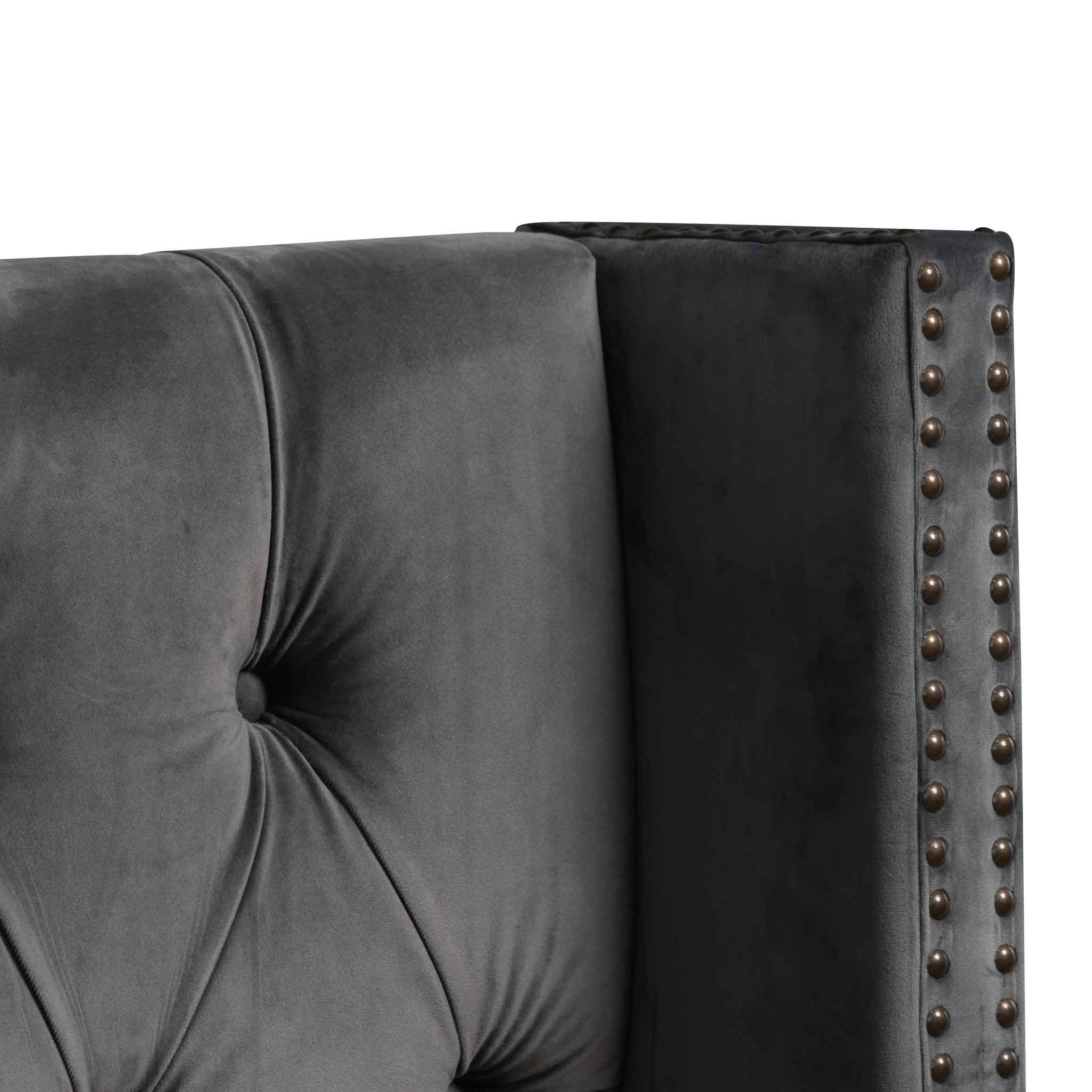 King Bed Frame - Charcoal Velvet - image 7
