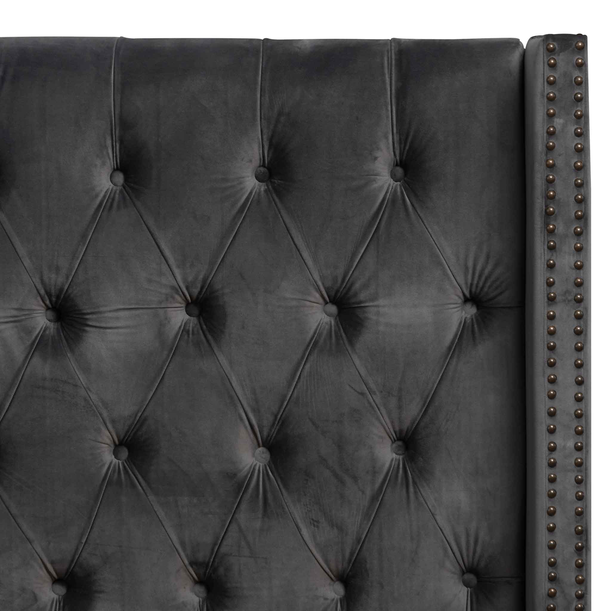 King Bed Frame - Charcoal Velvet - image 10