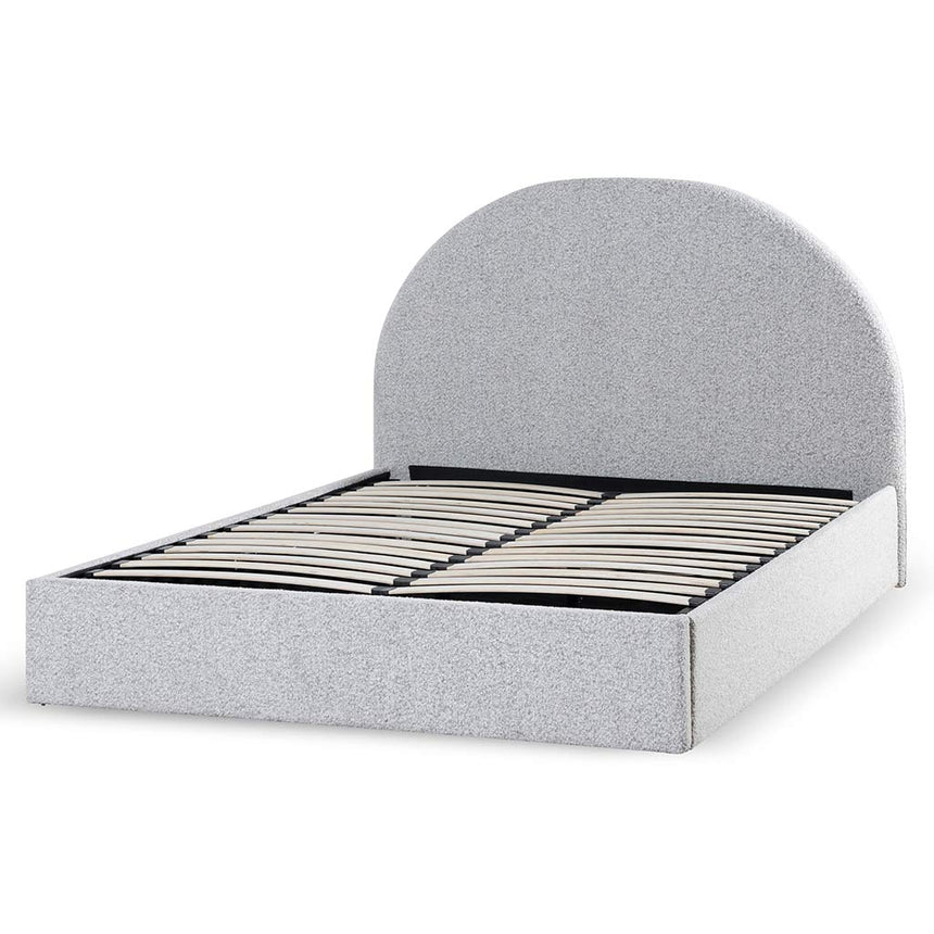 King Sized Bed Frame - Pepper Boucle with Storage