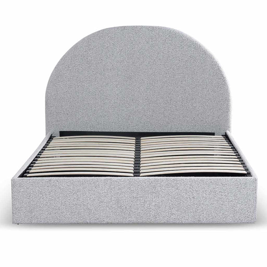 King Sized Bed Frame - Pepper Boucle with Storage