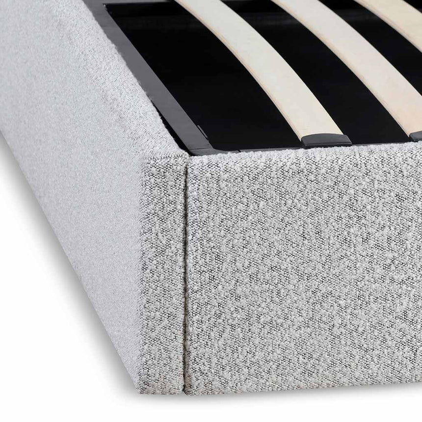 King Sized Bed Frame - Pepper Boucle with Storage