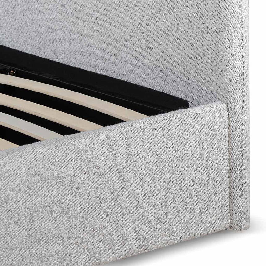 King Sized Bed Frame - Pepper Boucle with Storage