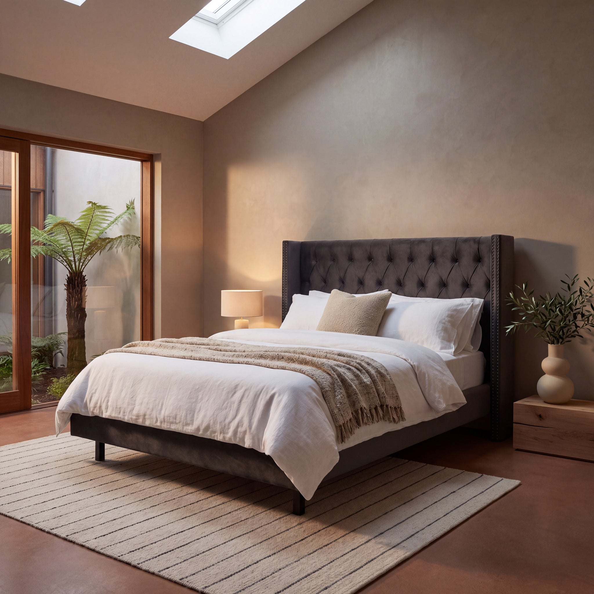 King Bed Frame - Charcoal Velvet - image 2