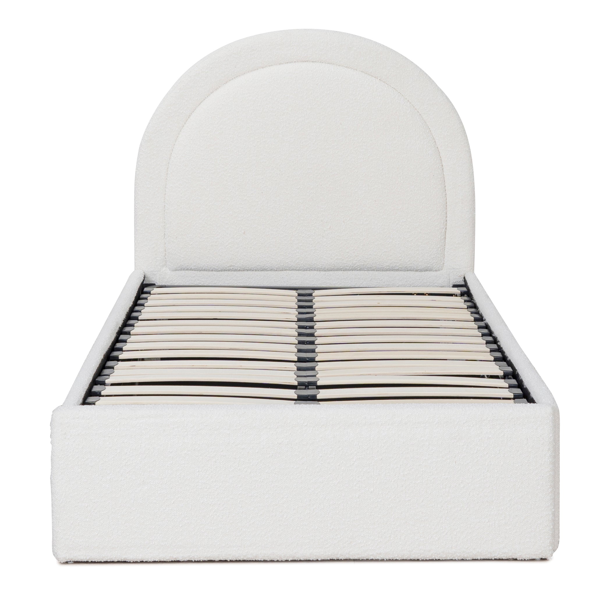 Single Sized Bed Frame - Antique White Boucle with Storage