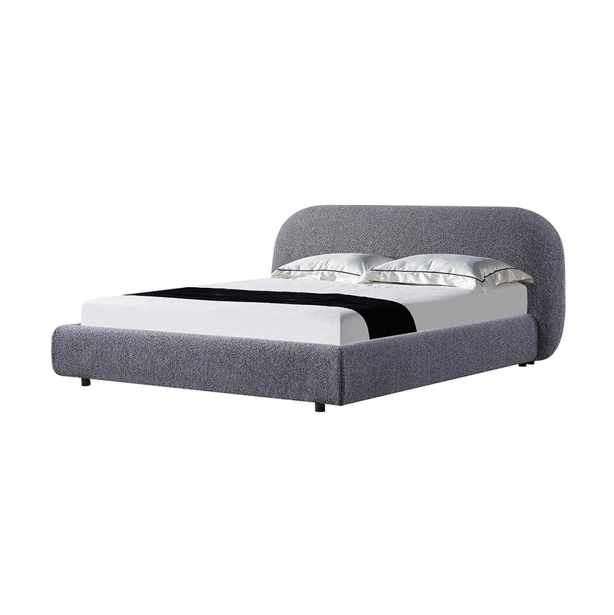 Queen Bed Frame - Charcoal Pepper Boucle