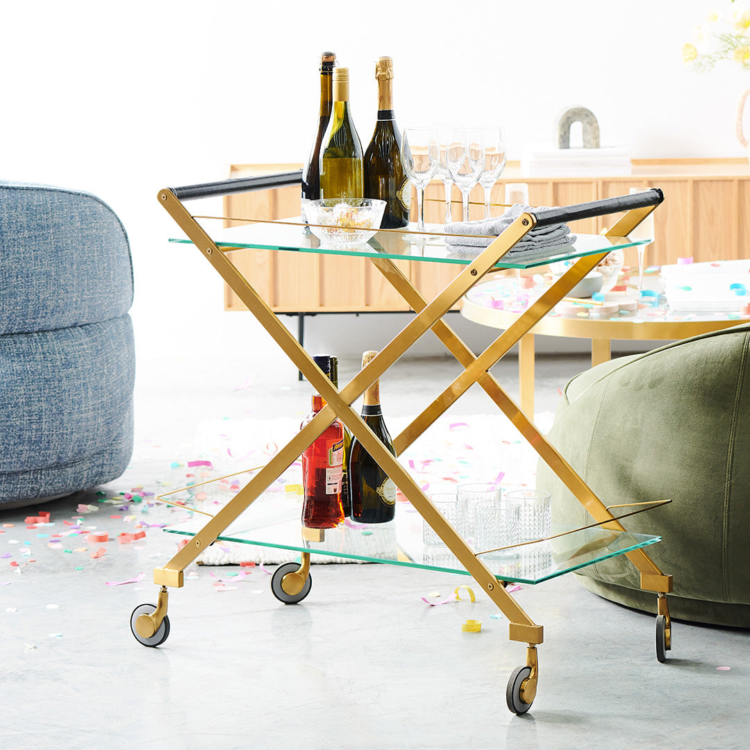 Brushed Gold Bar Cart