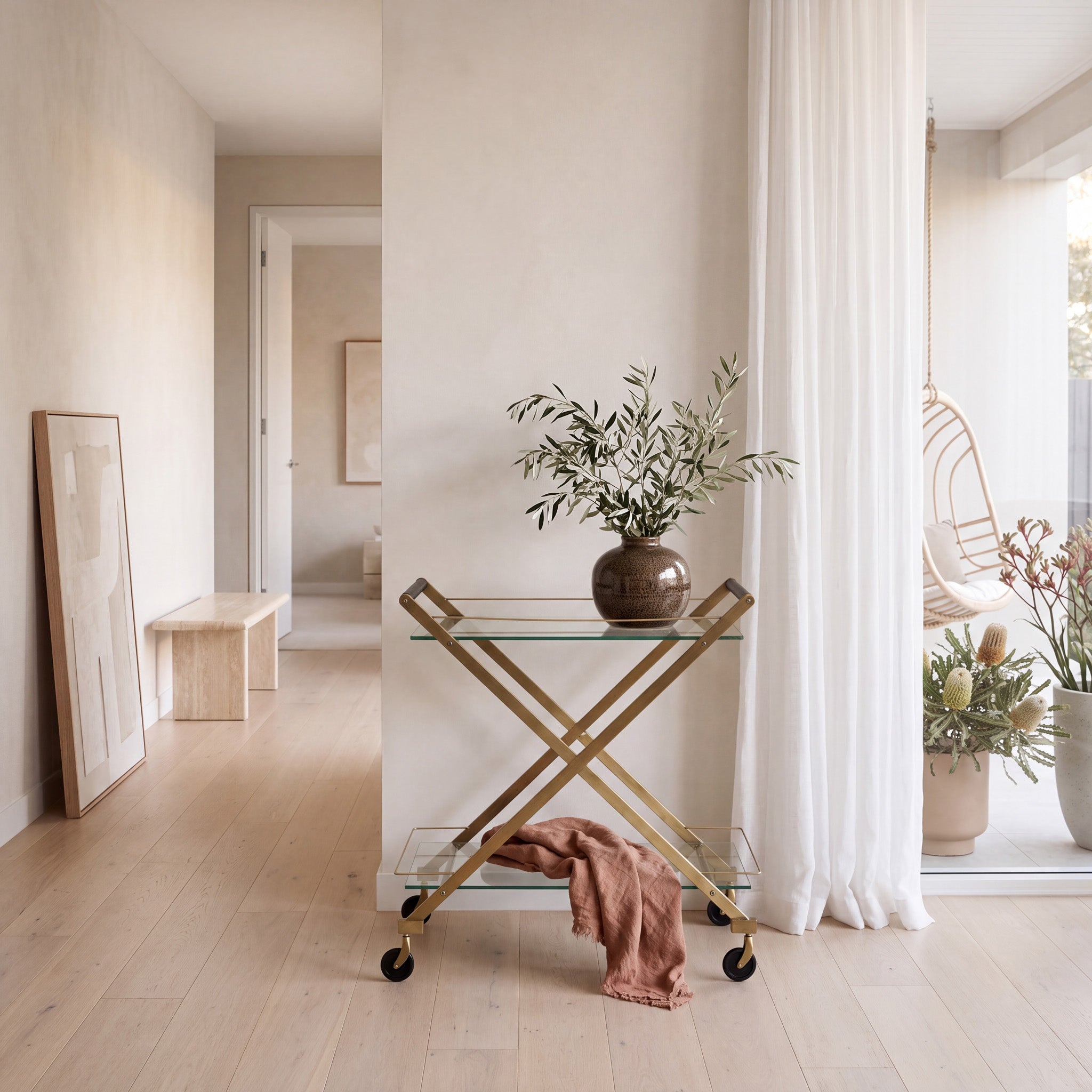 Brushed Gold Bar Cart
