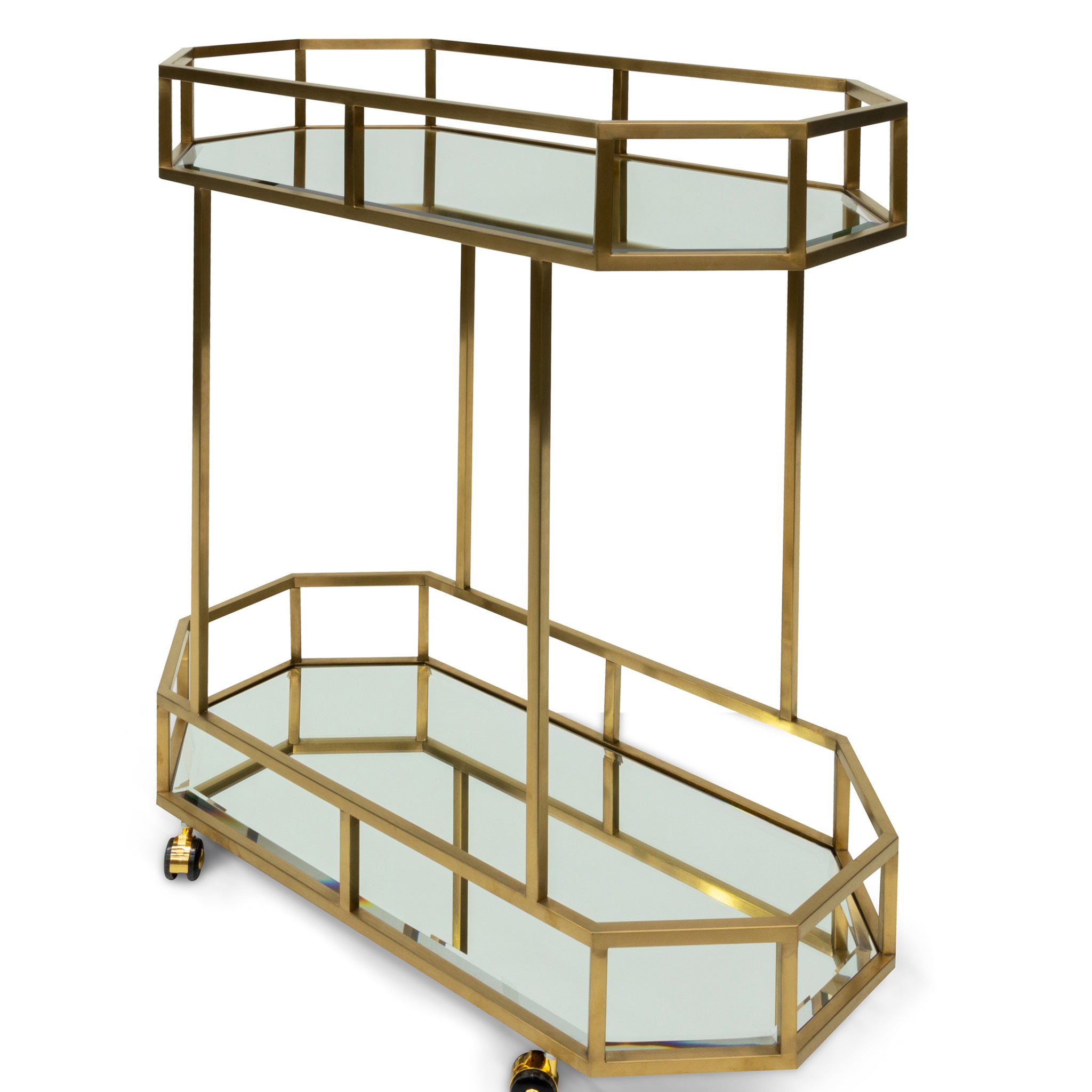 Bar Cart - Mirror and Gold Base