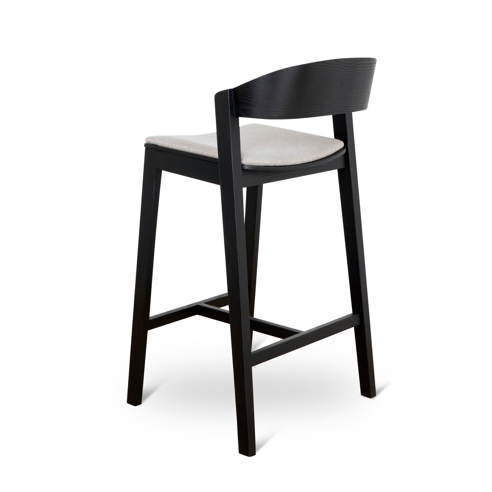 Davis Black Bar Stool - Grey Seat