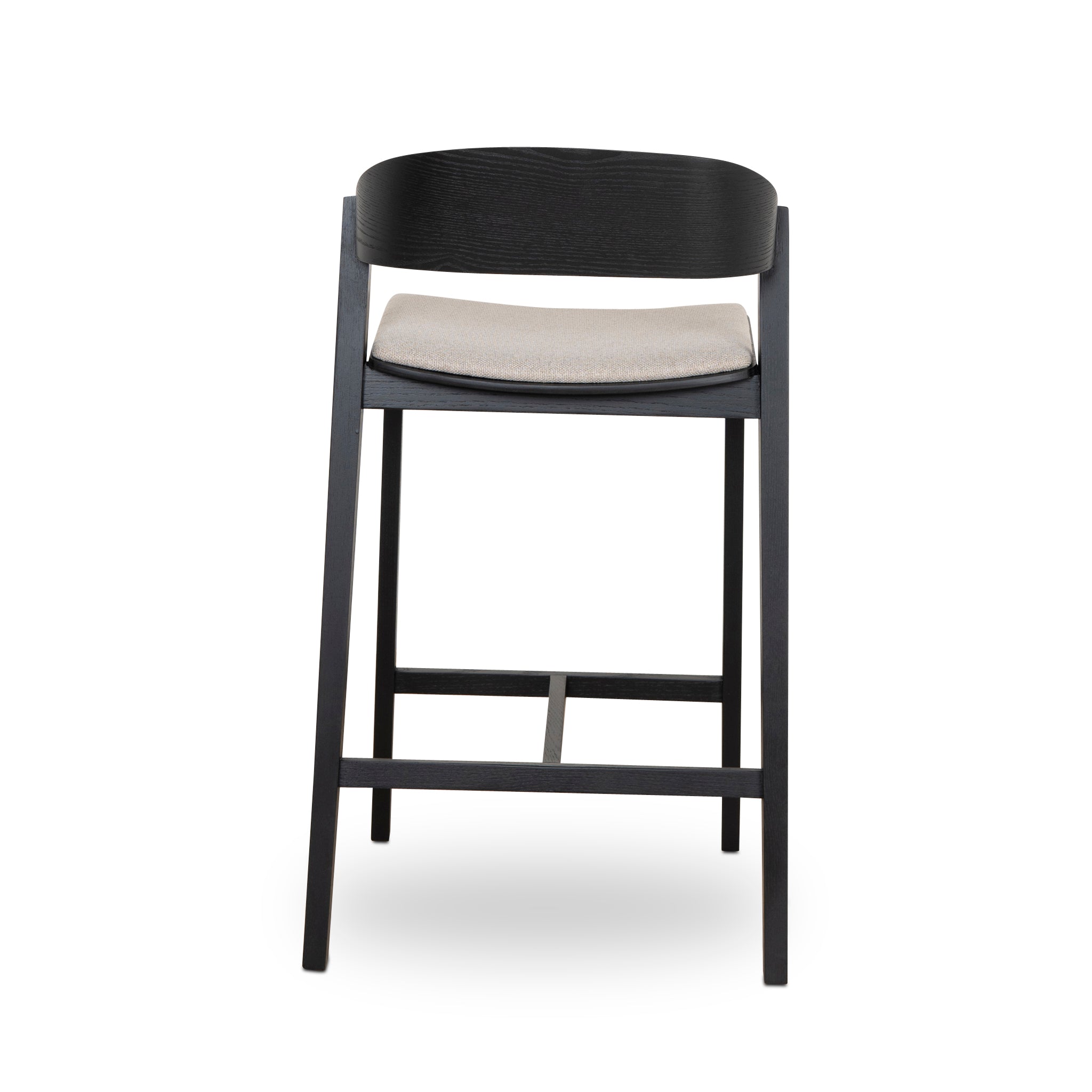 Davis Black Bar Stool - Grey Seat