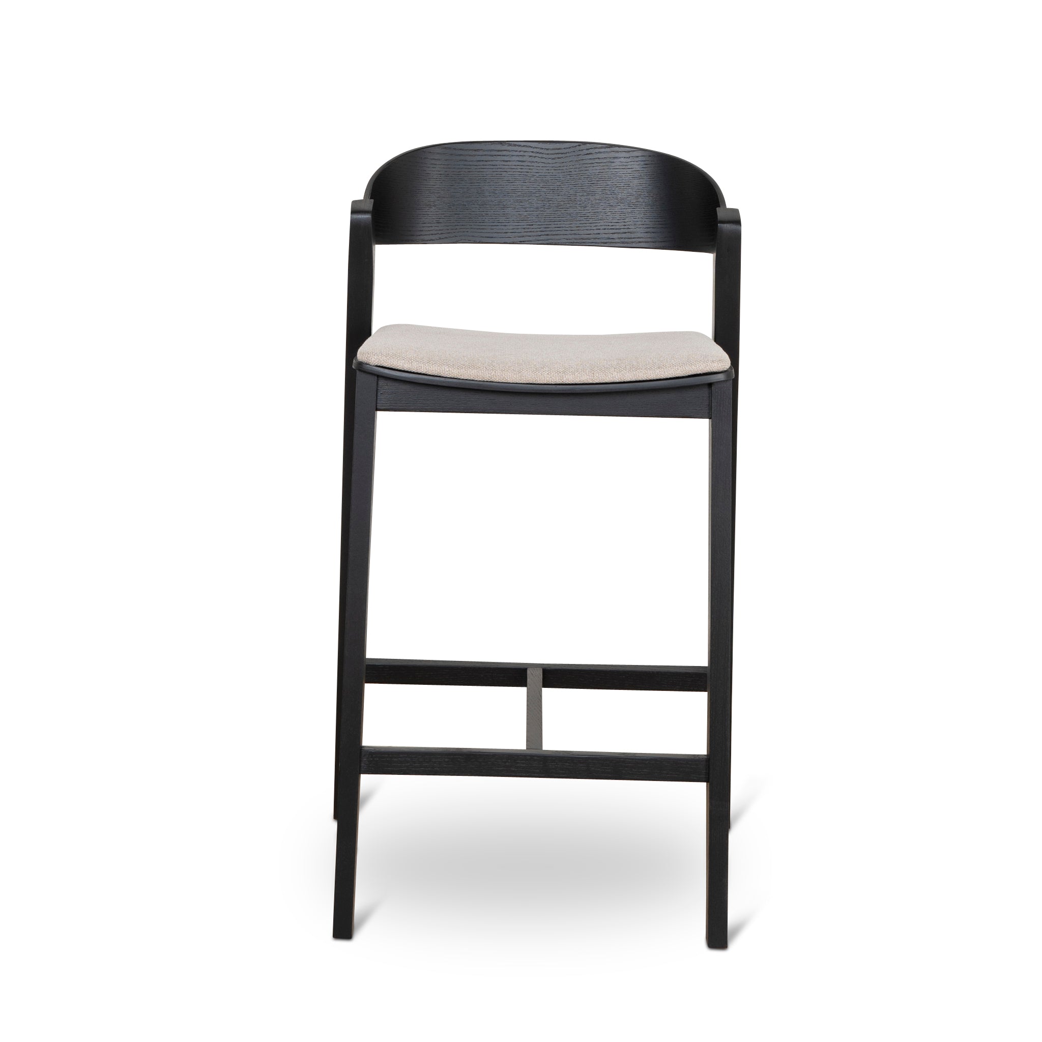 Davis Black Bar Stool - Grey Seat