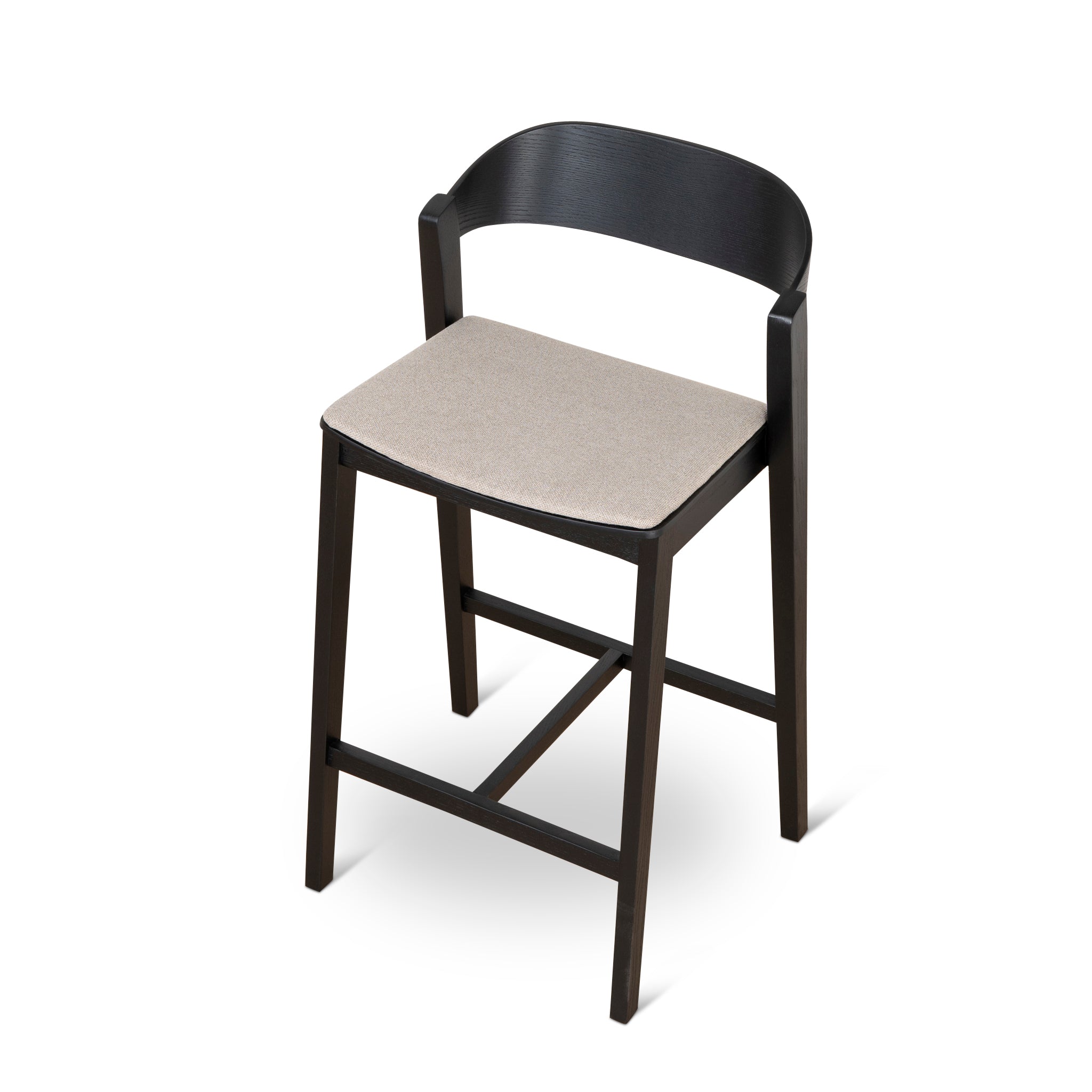 Davis Black Bar Stool - Grey Seat