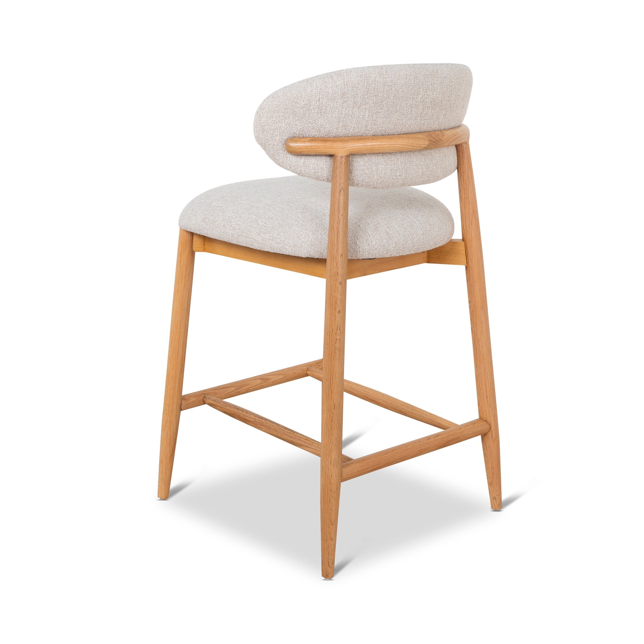 65cm Coastal Beige Bar Stool - Natural Oak