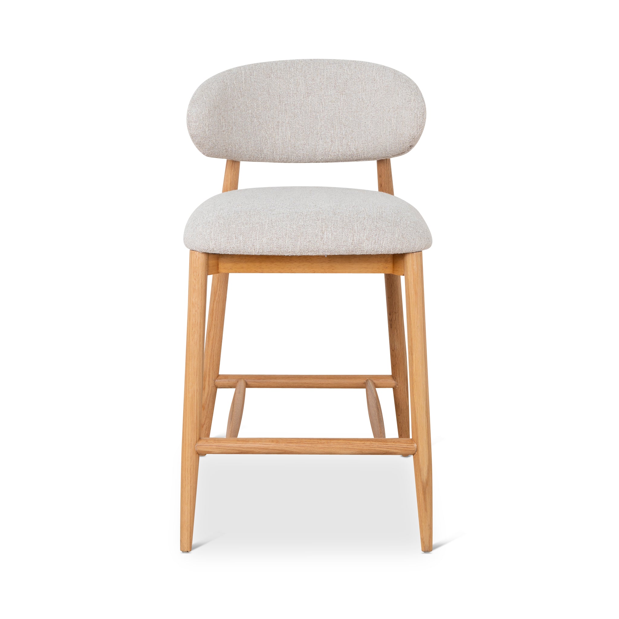 65cm Coastal Beige Bar Stool - Natural Oak