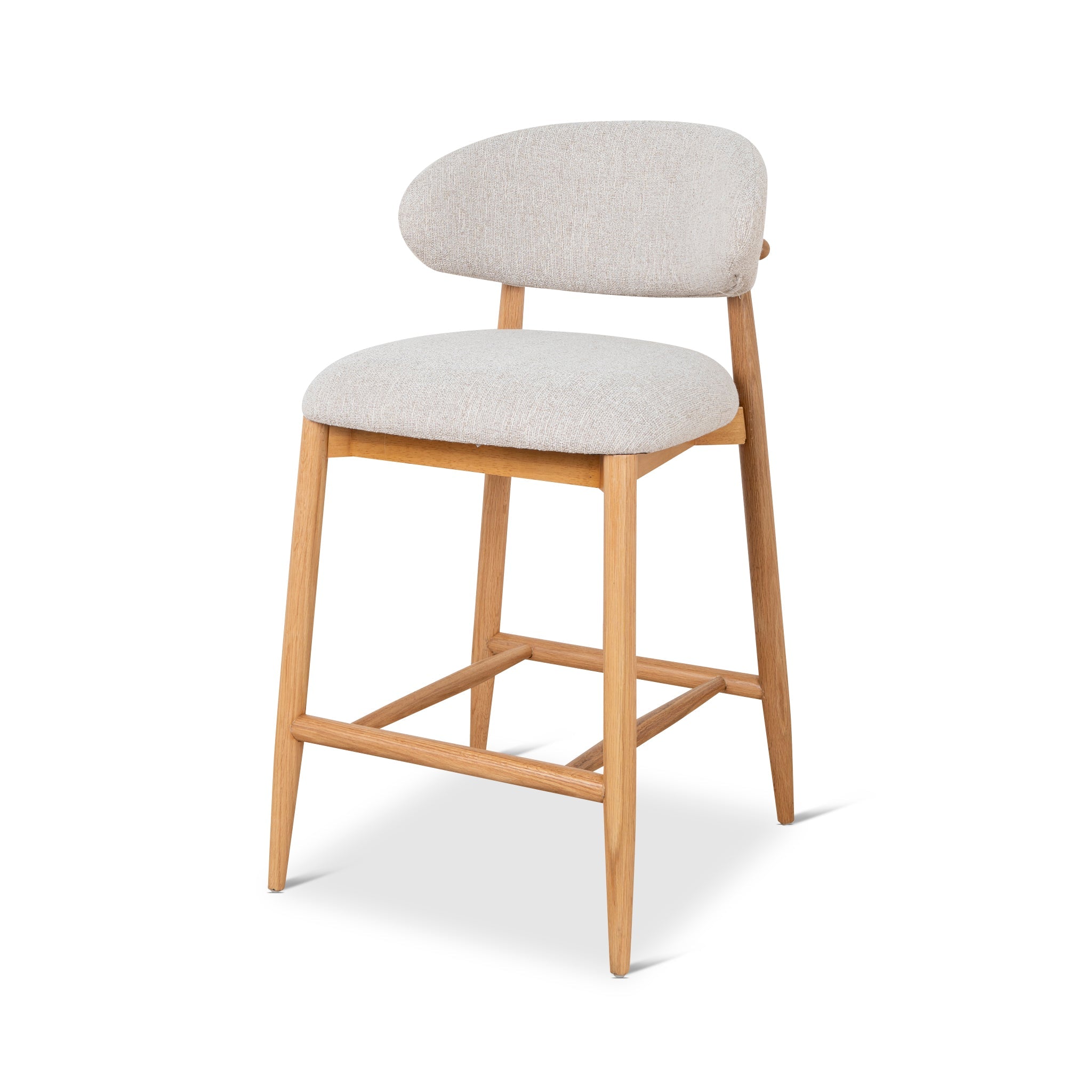 65cm Coastal Beige Bar Stool - Natural Oak