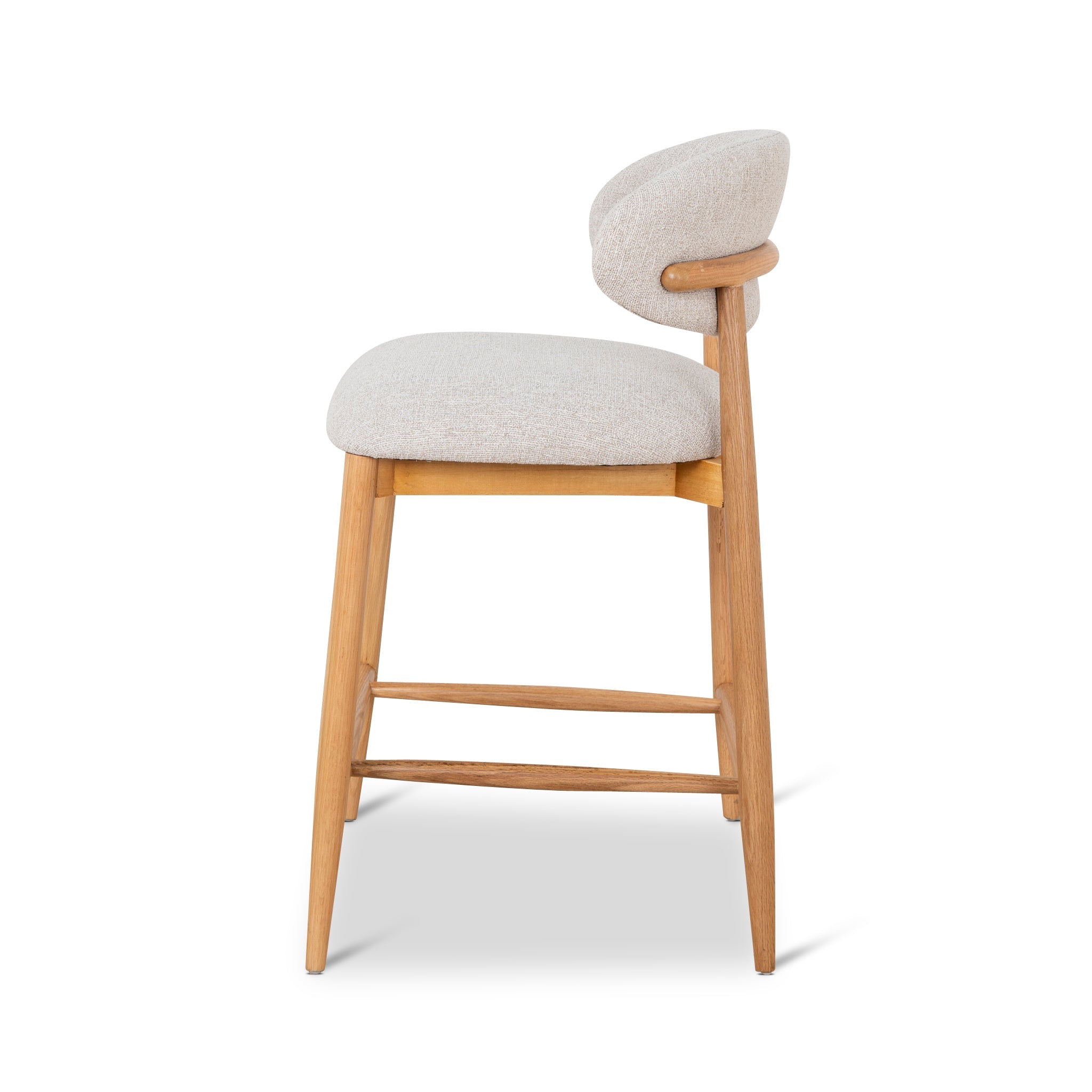 65cm Coastal Beige Bar Stool - Natural Oak