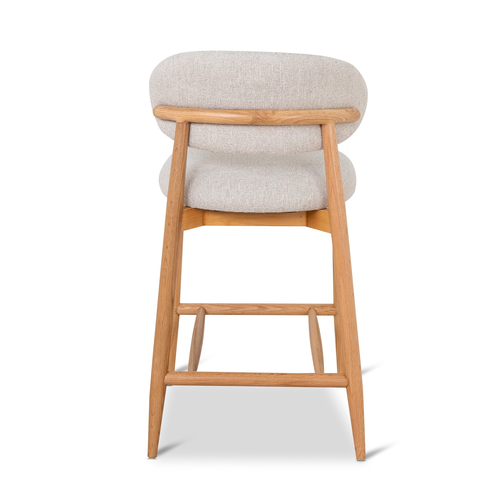 65cm Coastal Beige Bar Stool - Natural Oak