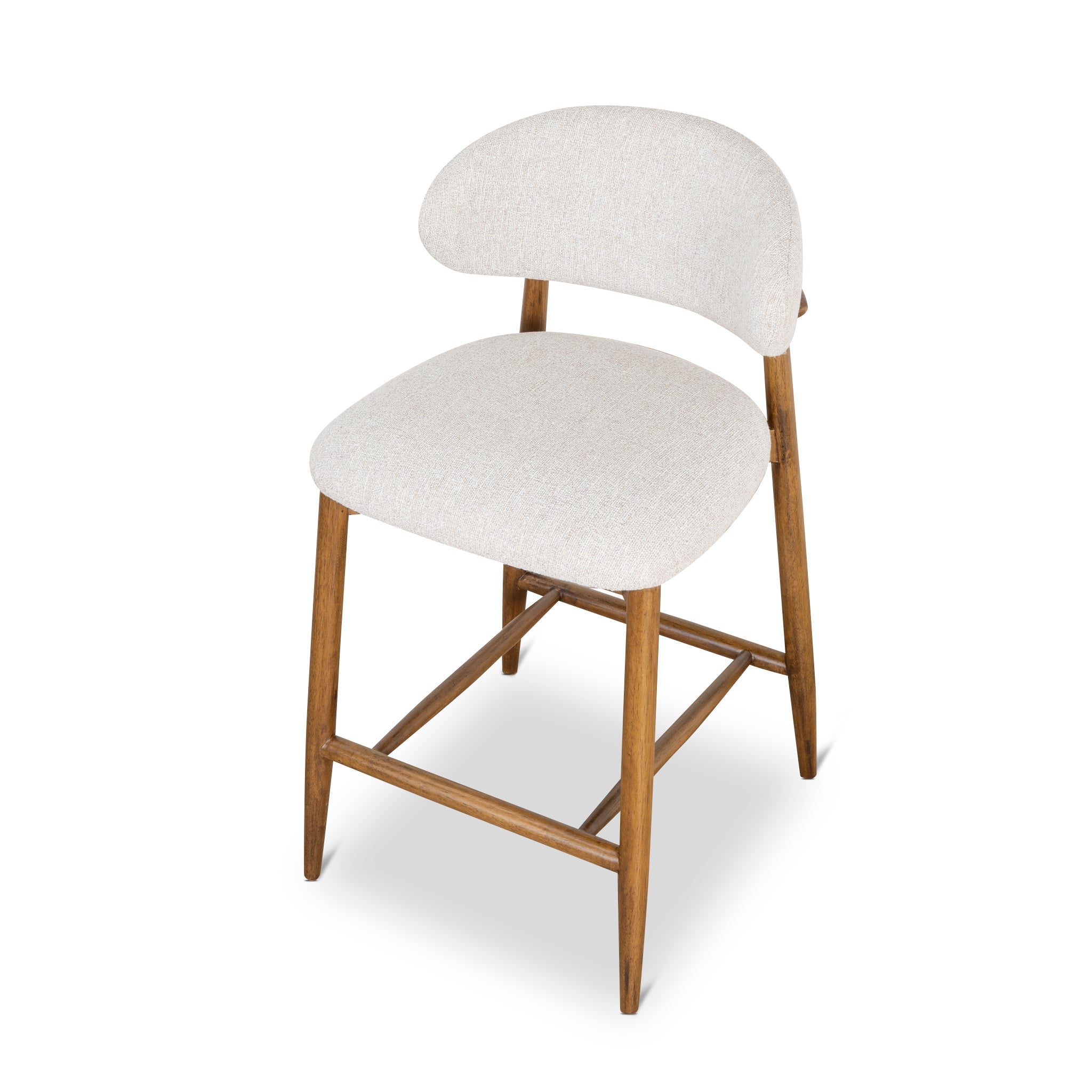 65cm Coastal Beige Bar Stool - Walnut