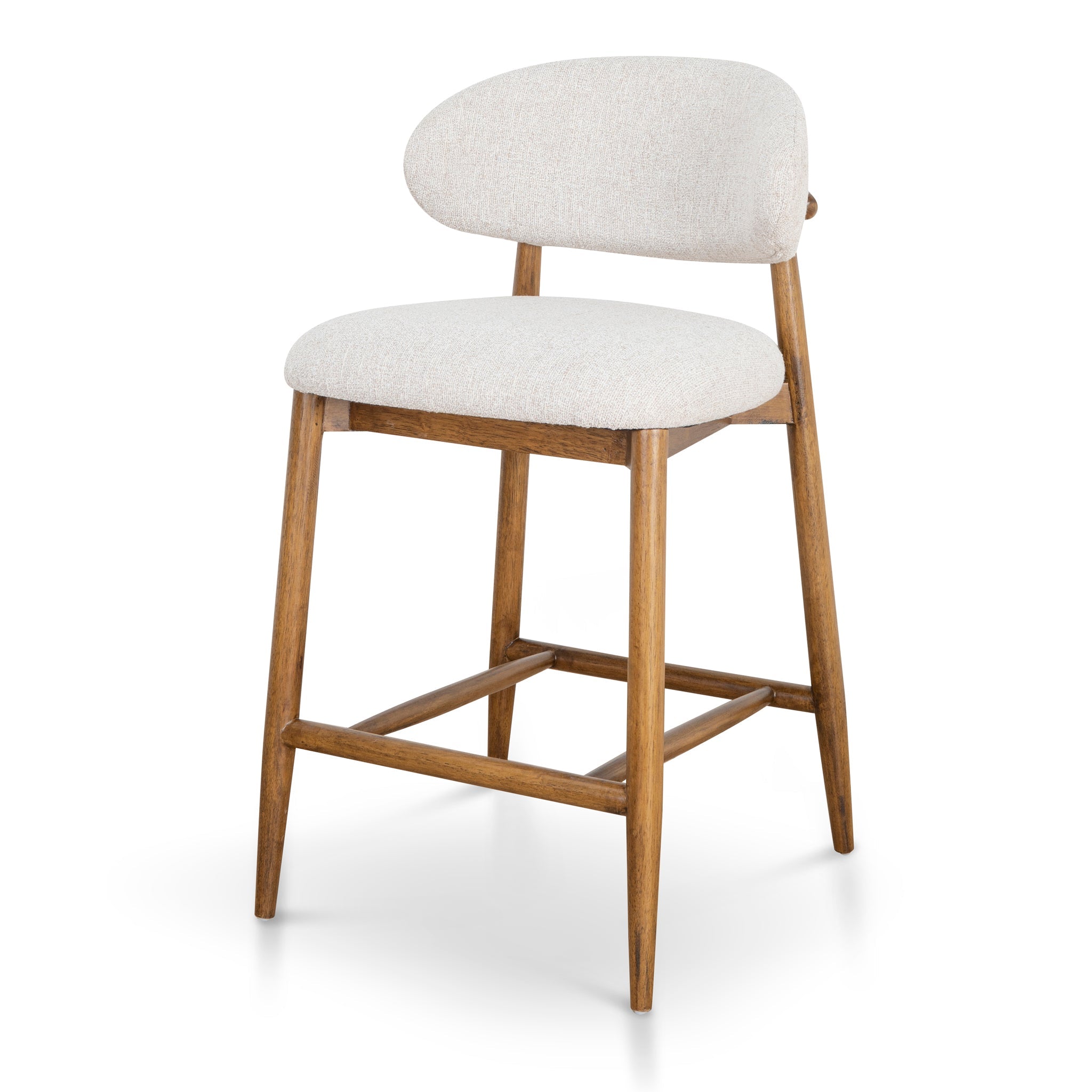 65cm Coastal Beige Bar Stool - Walnut