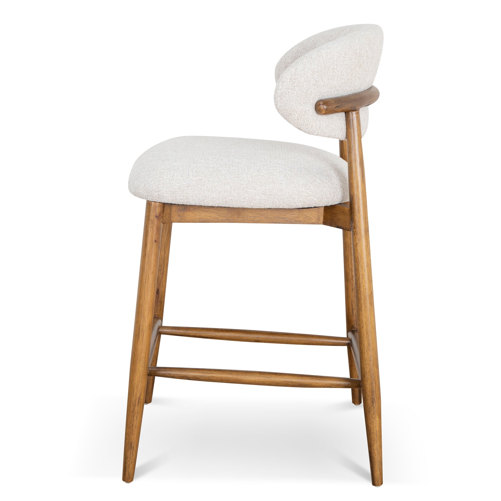 65cm Coastal Beige Bar Stool - Walnut