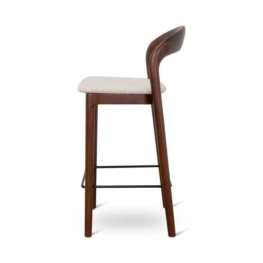 65cm Dark Brown Bar Stool - Beige (Set of 2)