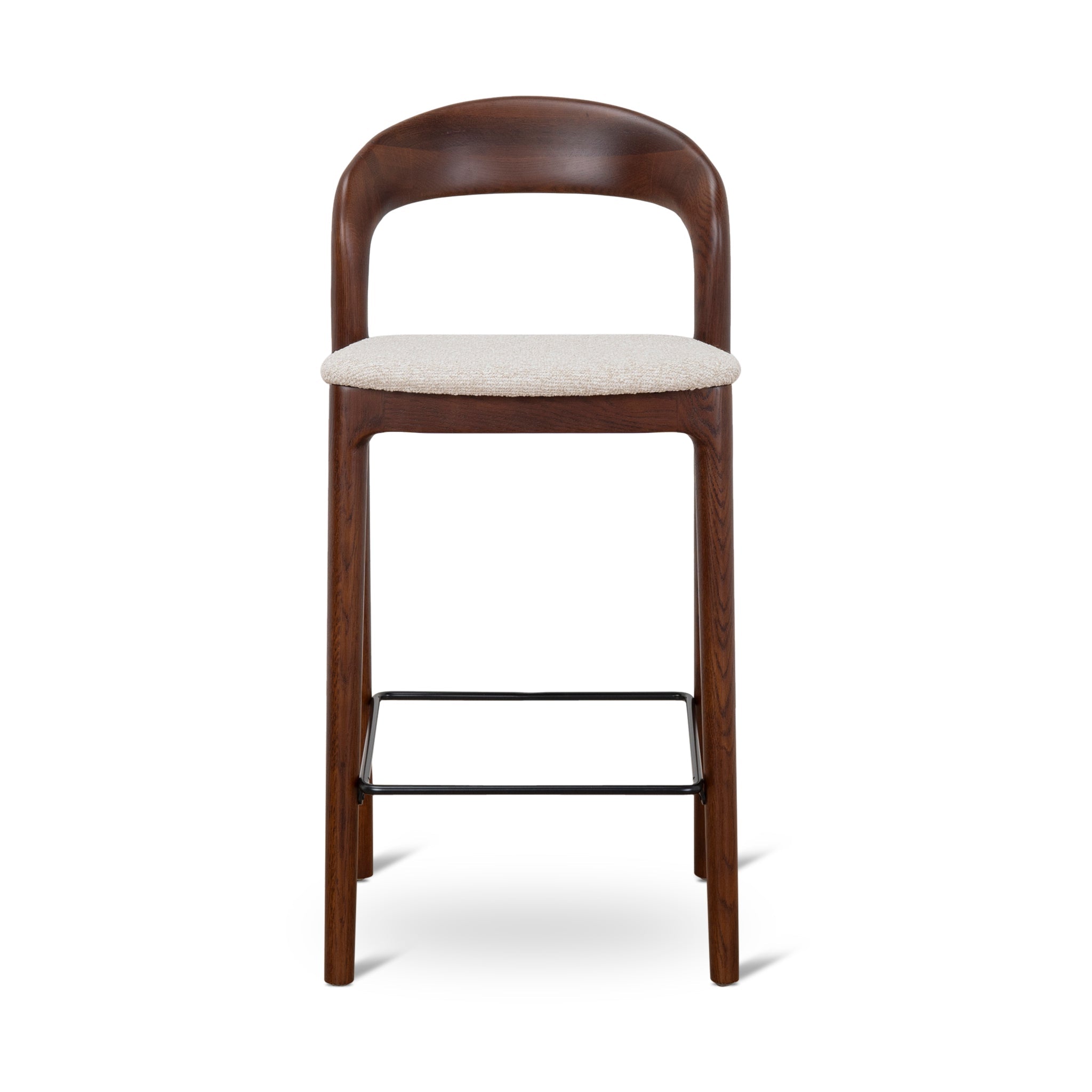 65cm Dark Brown Bar Stool - Beige (Set of 2) - image 4
