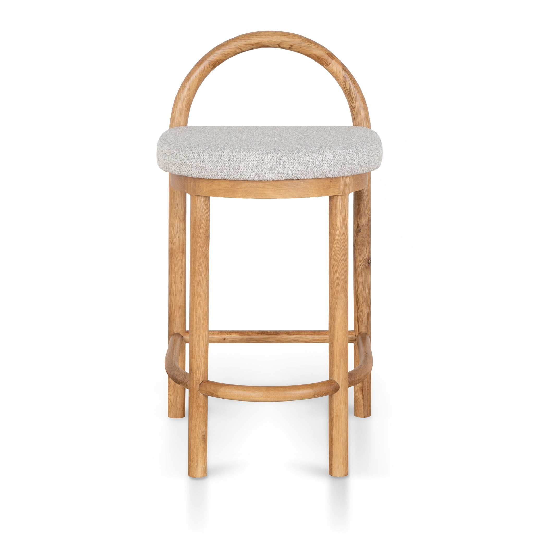 65cm Natural Bar Stool - Clay Grey