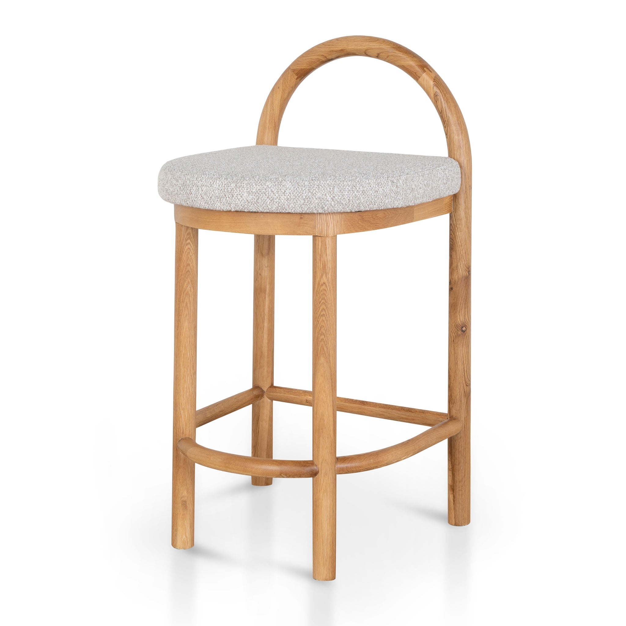 65cm Natural Bar Stool - Clay Grey