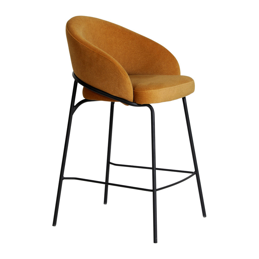 Black Bar Stool - Orange Gold Seat