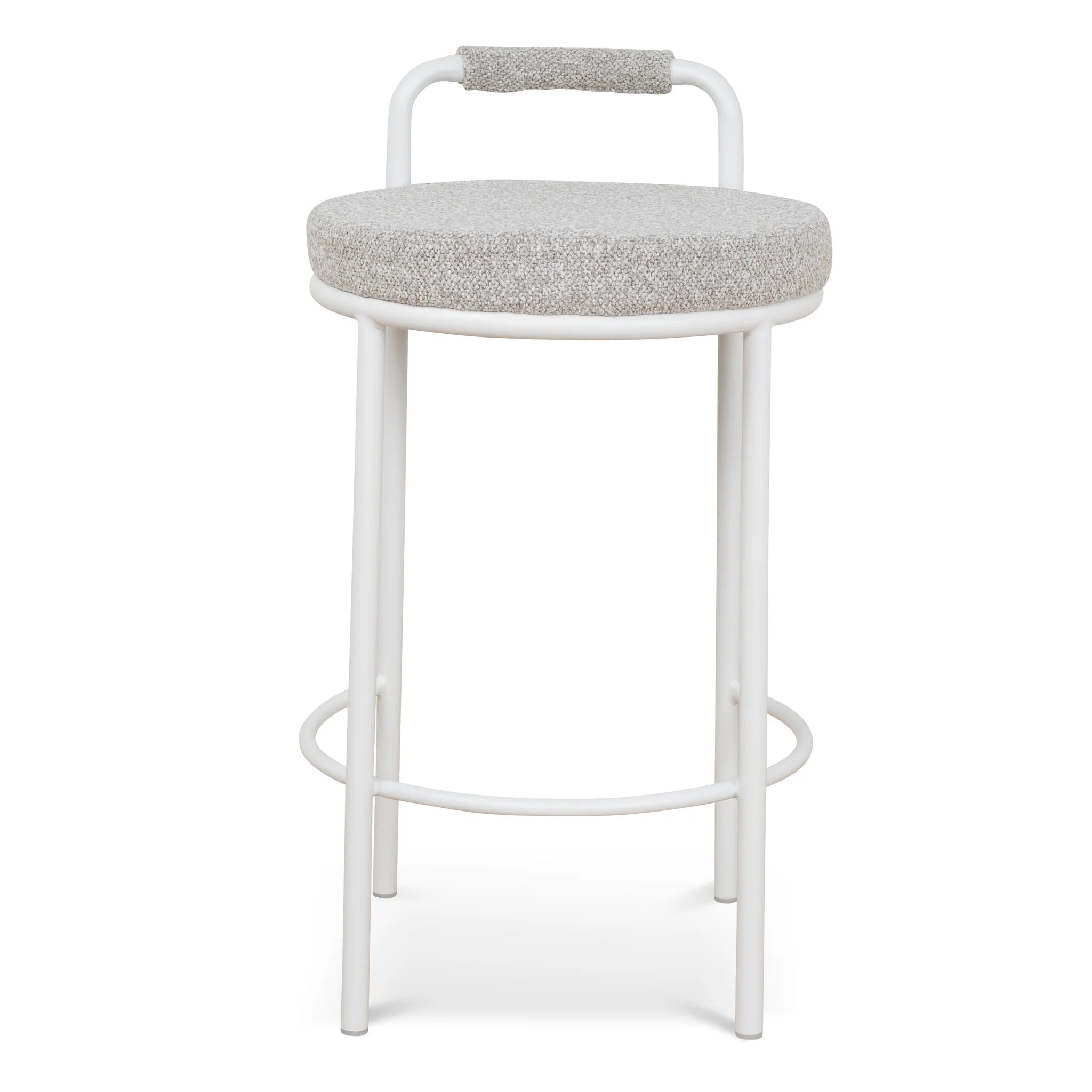 Datala 65cm White Bar Stool - Clay Grey (Set of 2)