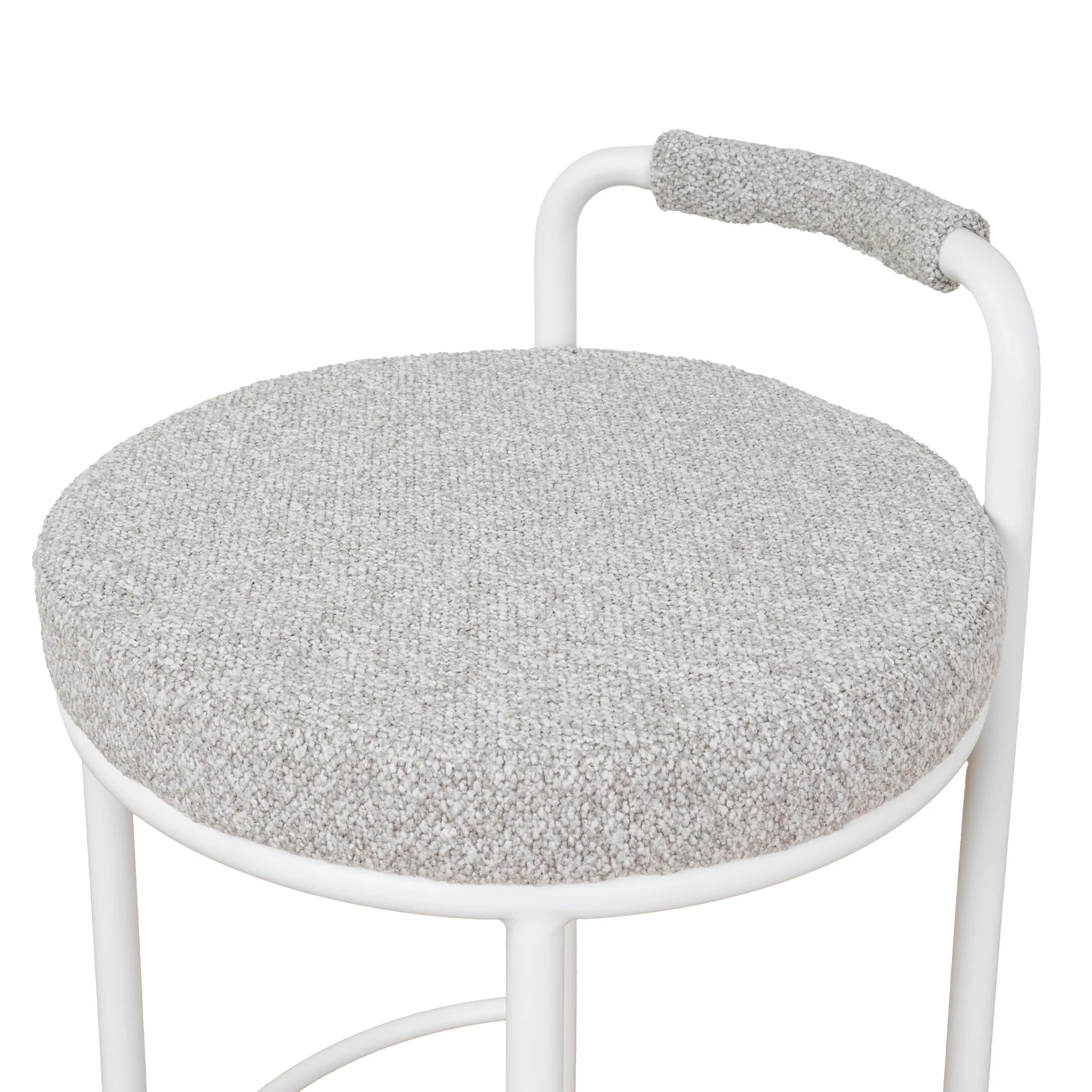 Datala 65cm White Bar Stool - Clay Grey (Set of 2)
