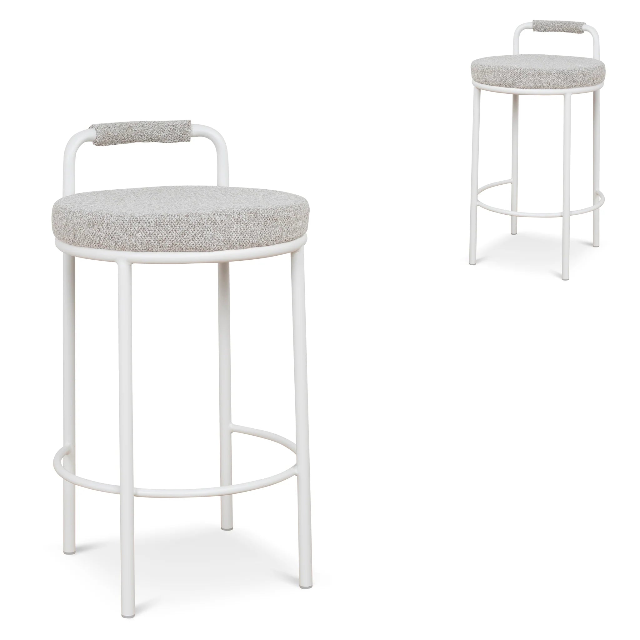 Showcasing Datala 65cm White Bar Stool - Clay Grey (Set of 2) BS10315-FHx2 Bar Stool by Calibre Furniturs
