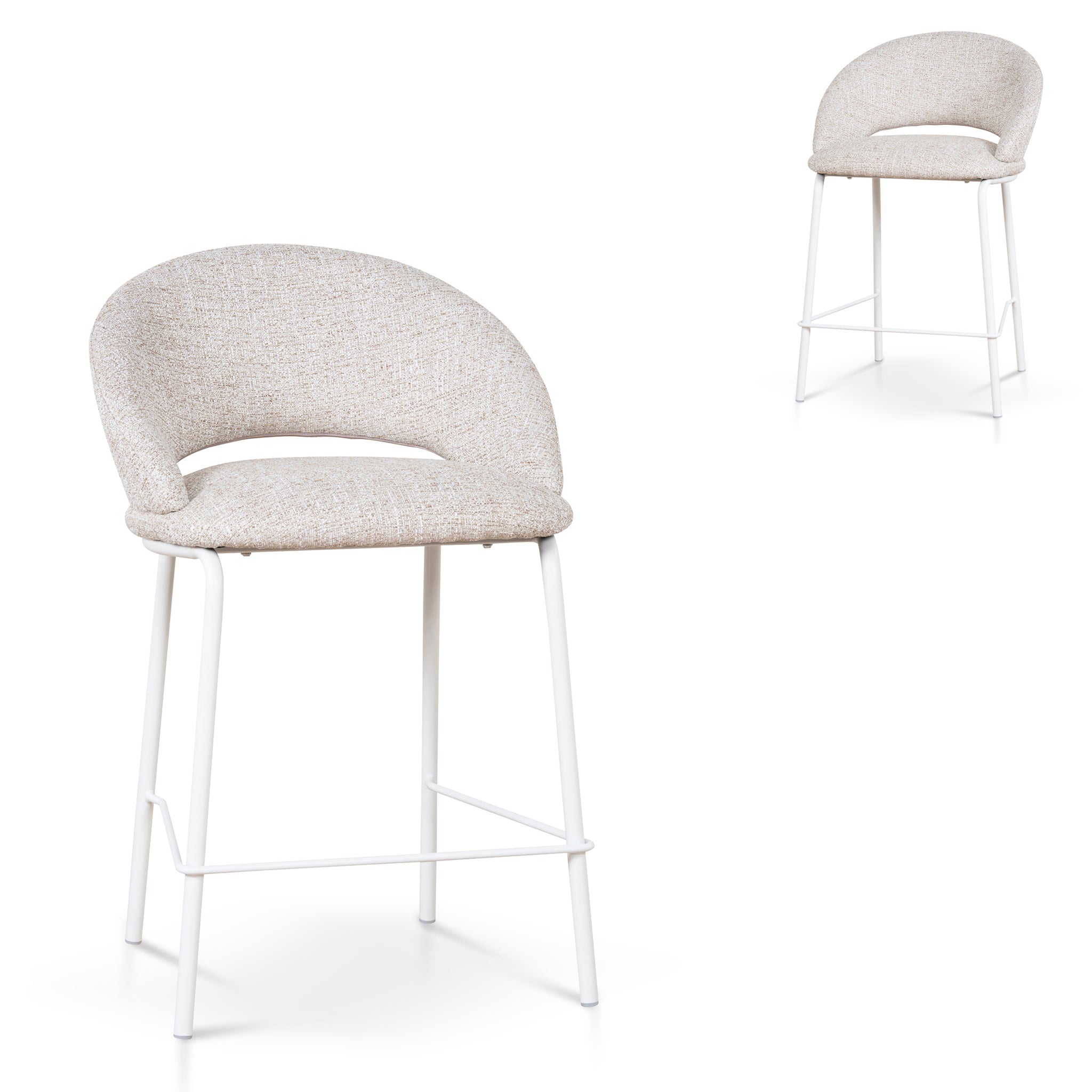 White Bar Stool - Pale Beige (Set of 2)