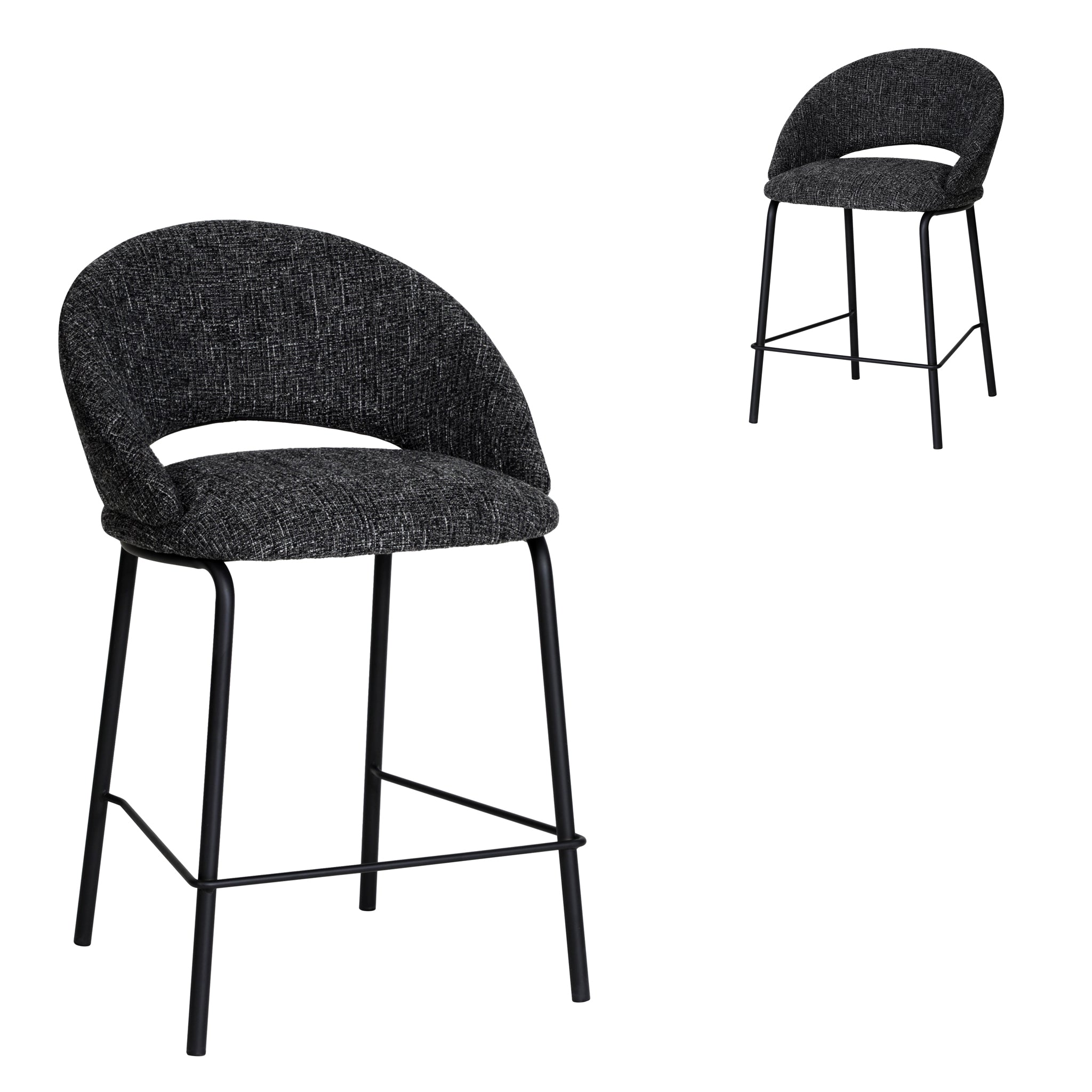 Black Bar Stool - Field Charcoal (Set of 2)