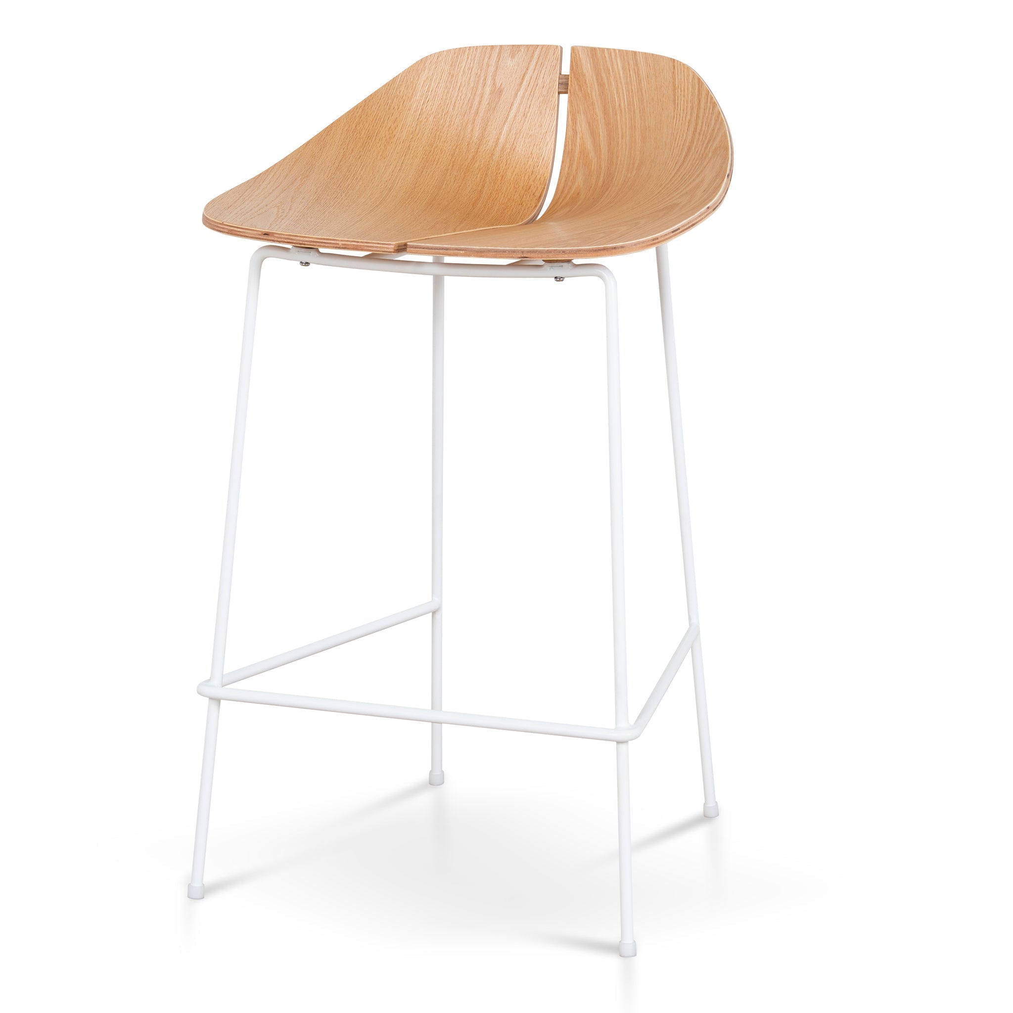 65cm Matte White Bar Stool - Natural
