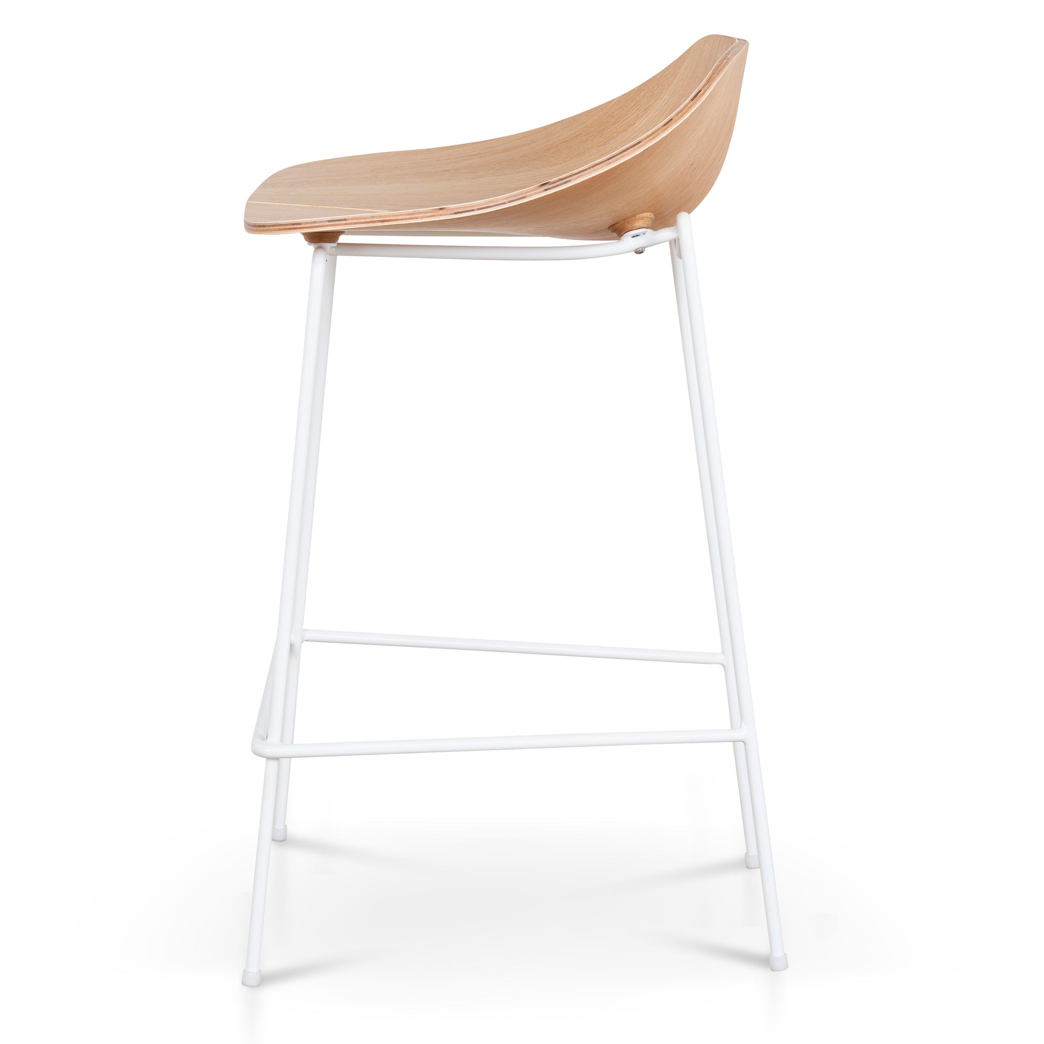 65cm Matte White Bar Stool - Natural - image 3