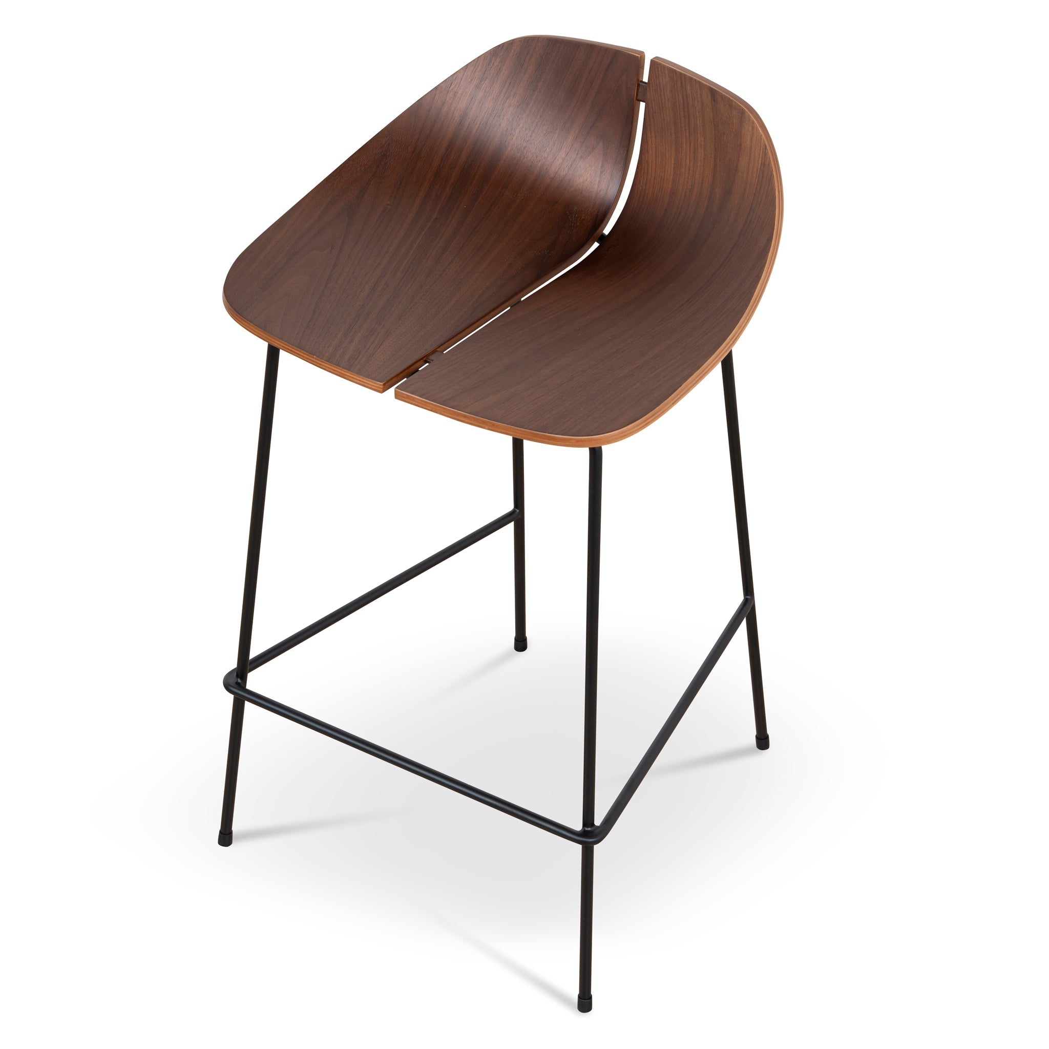 65cm Matte Black Bar Stool - Walnut - image 6