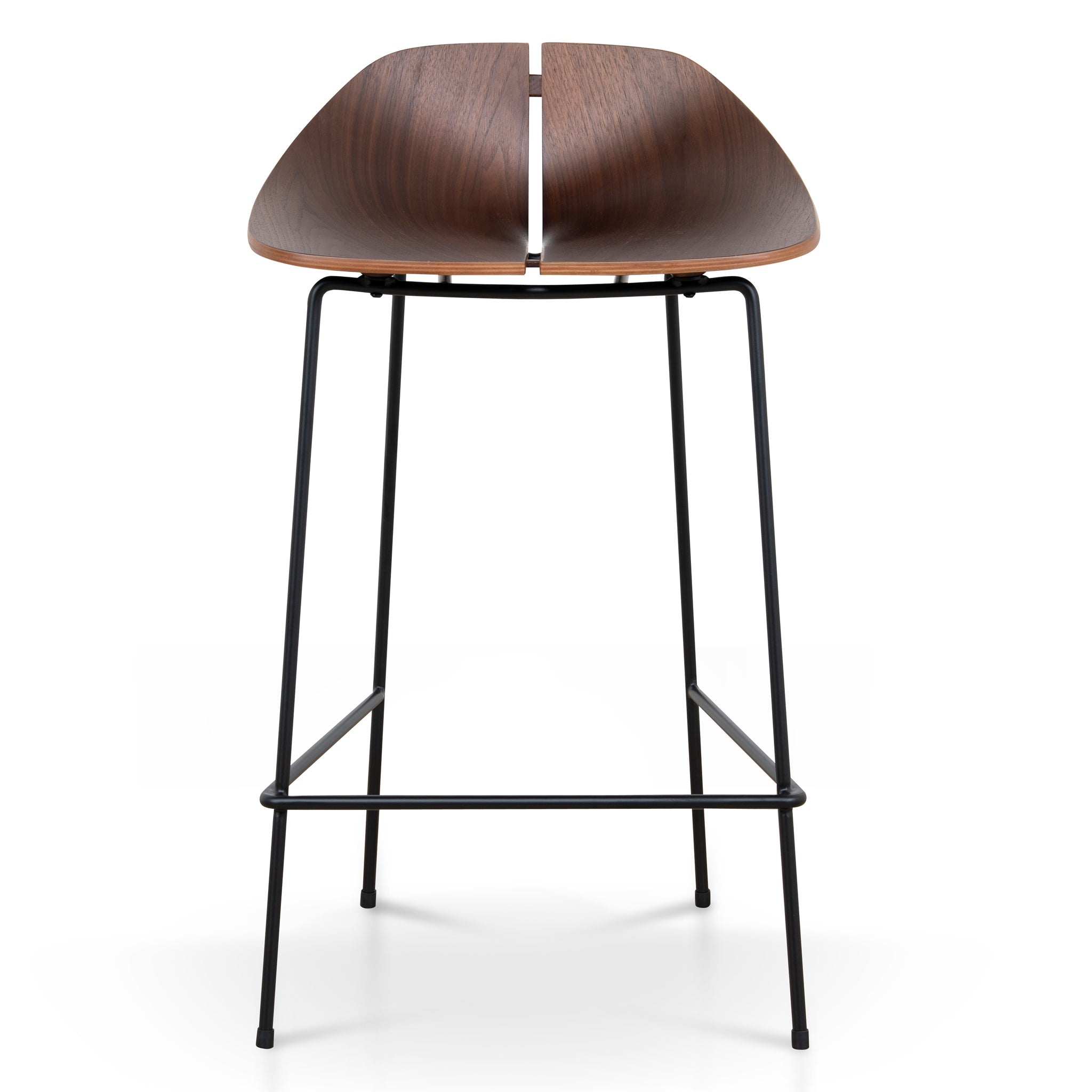 65cm Matte Black Bar Stool - Walnut - image 2