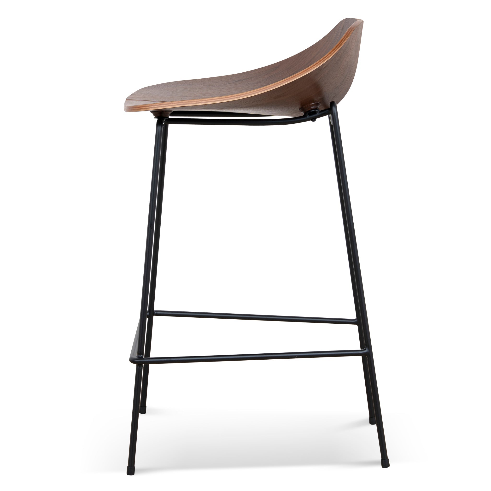65cm Matte Black Bar Stool - Walnut - image 3