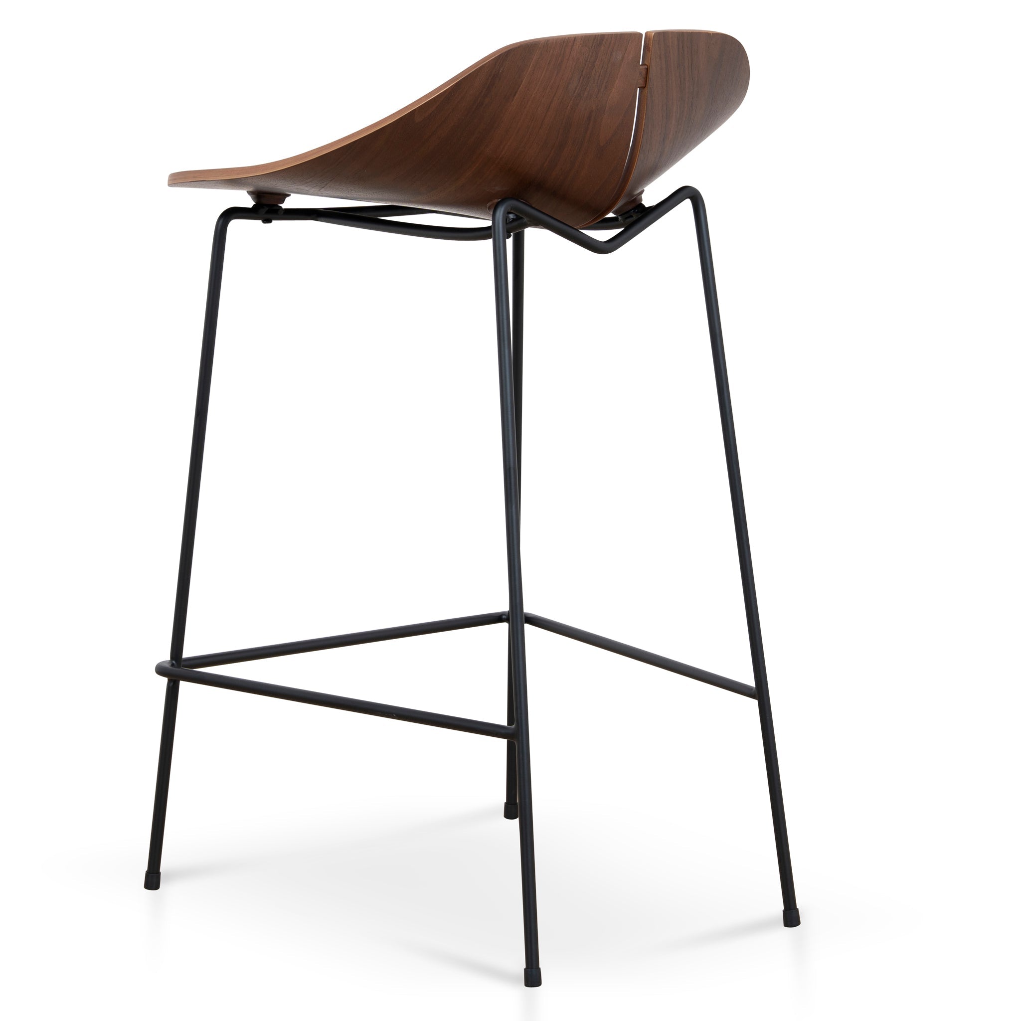 65cm Matte Black Bar Stool - Walnut - image 4